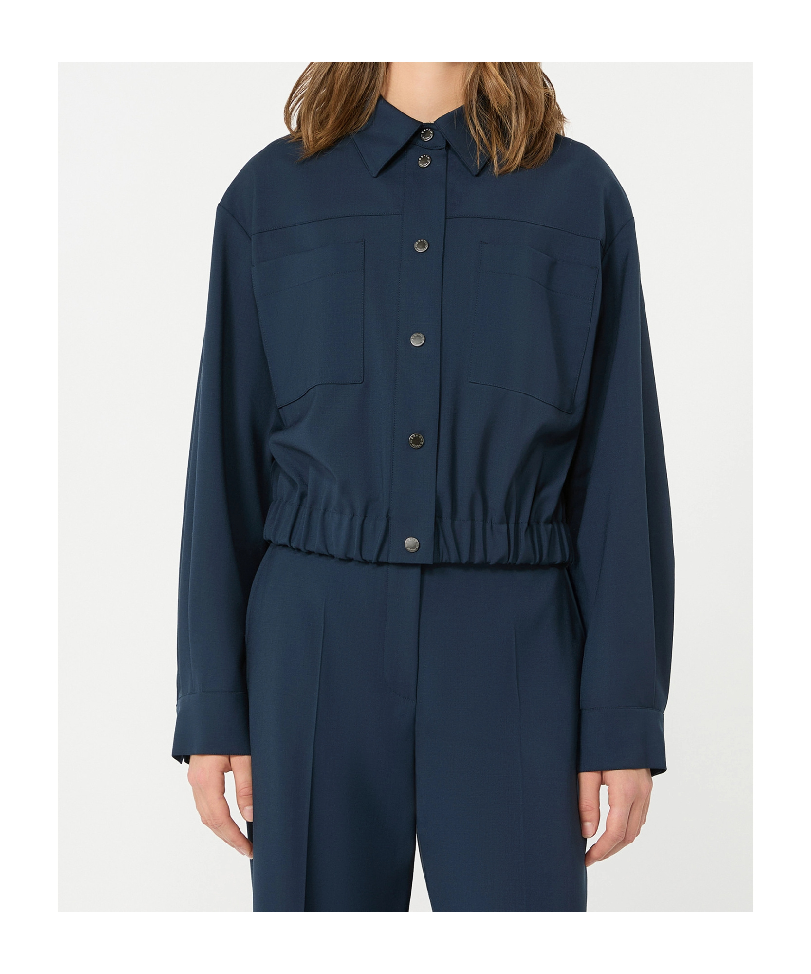 Weekend Max Mara Cropped Wool Jacket In Blue