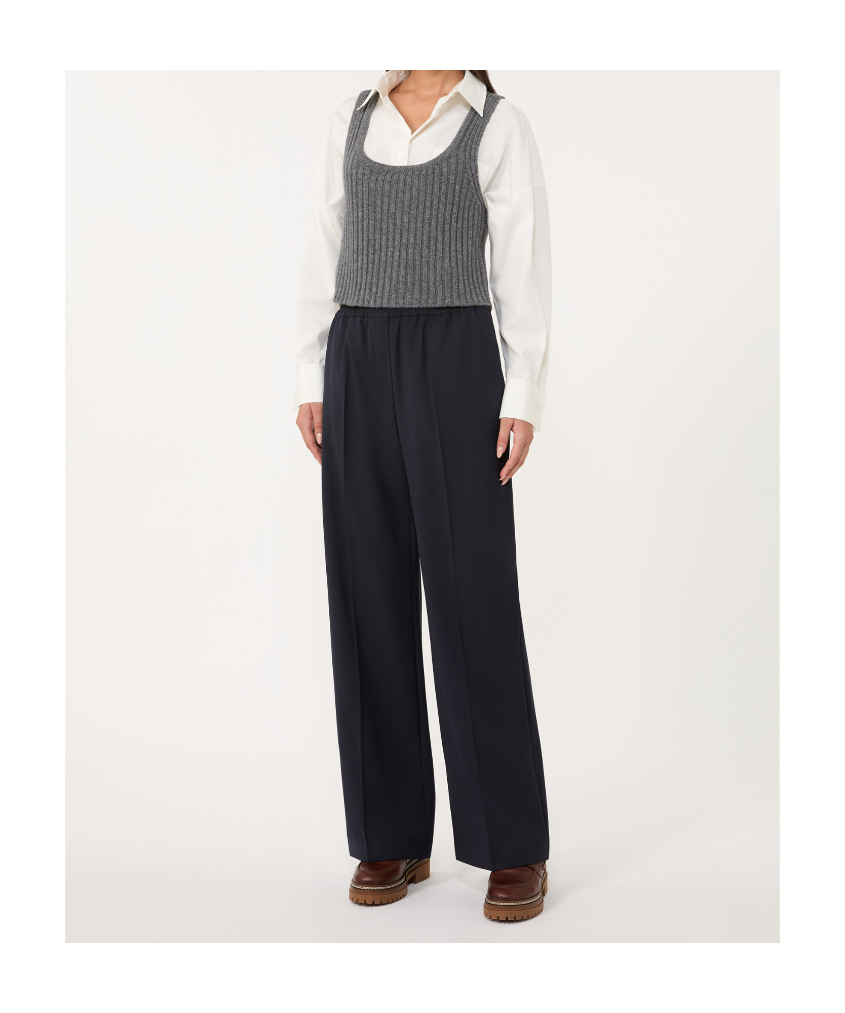 Weekend Max Mara Wool Casual Pants In Blue