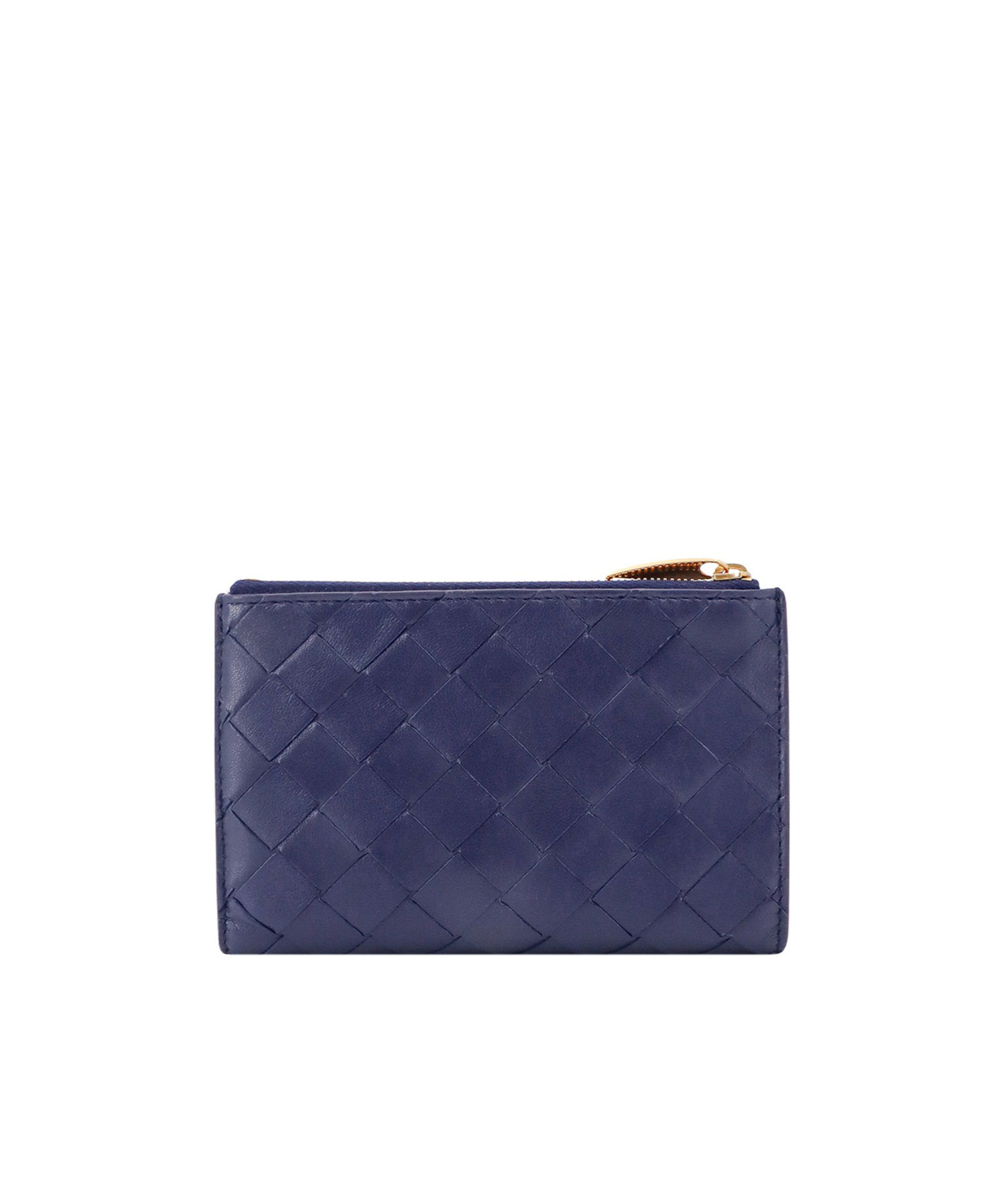 Bottega Veneta Leather Wallet With Intrecciato Motif In Blue