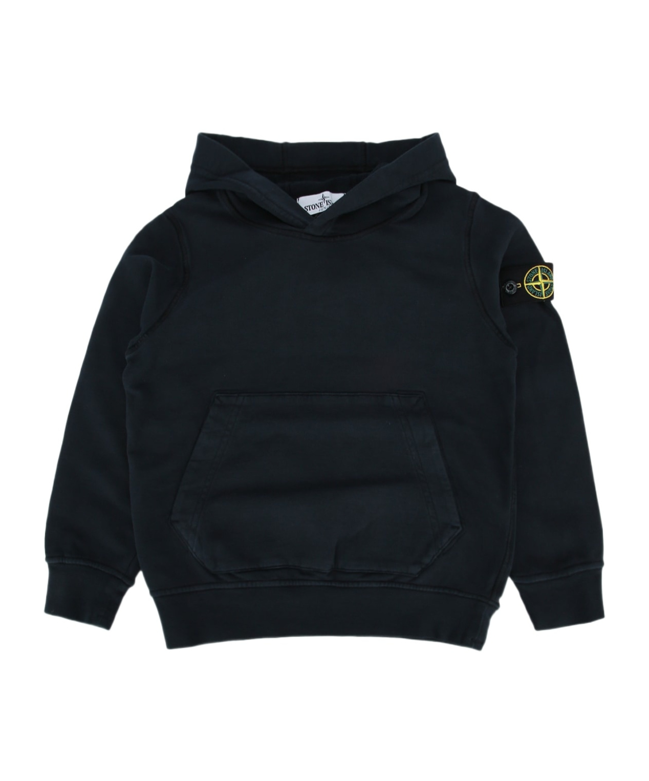 Stone Island Compass-badge Long-sleeved Hoodie In Blue