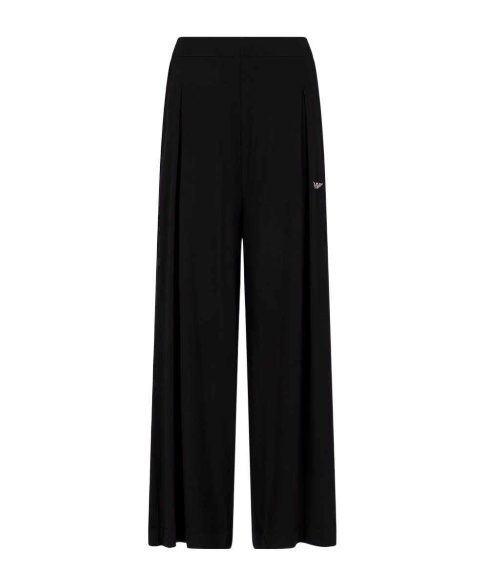 Emporio Armani Elastic Waist Pajama Pants In Black