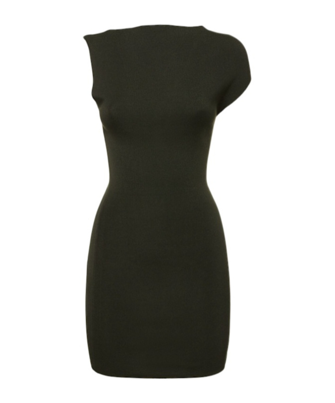 St Agni Asymmetric Knitted Mini Dress In Black