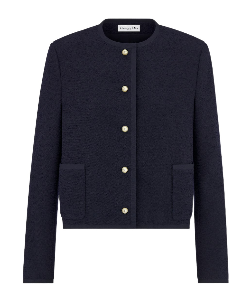 Dior Sheep Wool Round-neck Casual Coat In Blue