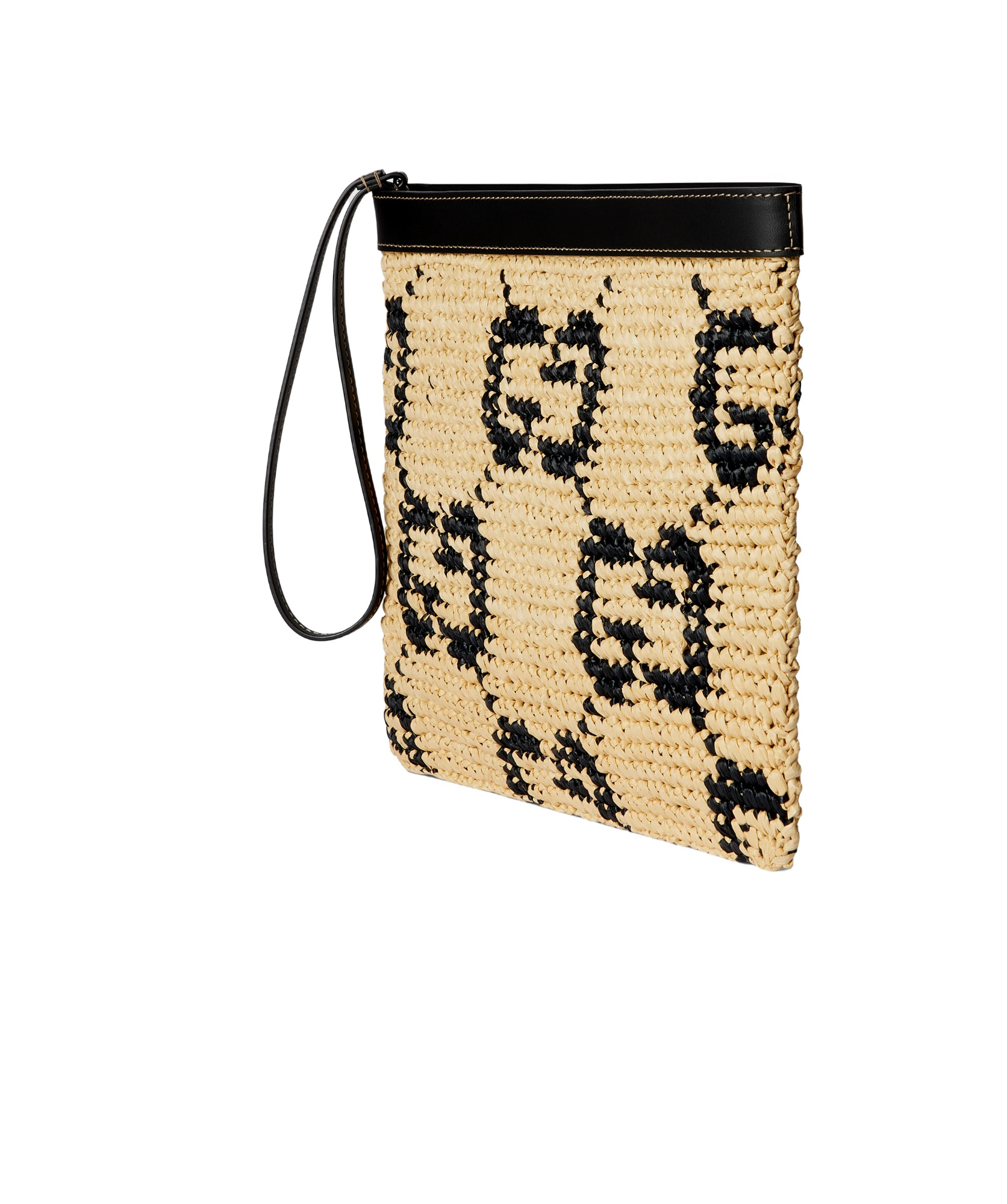 Gucci Gg  Pouch In Natural And Black