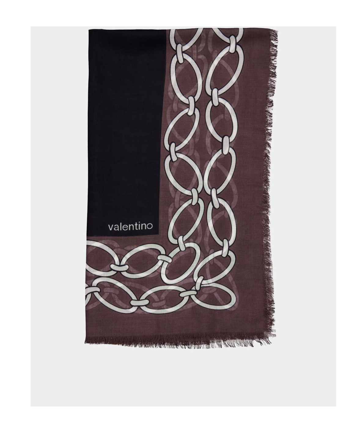 Valentino Chain Link-print Shawl In Black