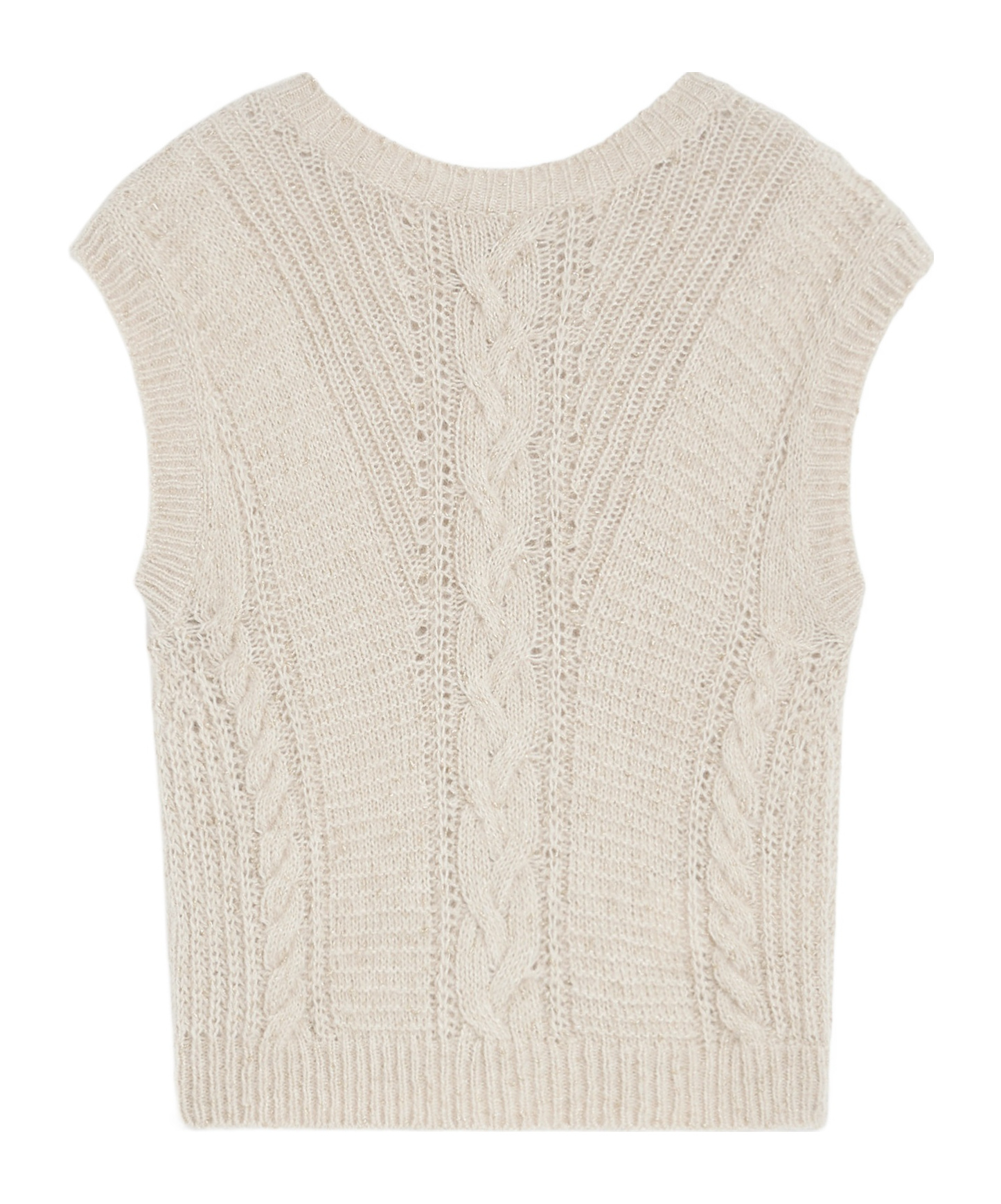 Max Mara Alpaca And Lurex Gilet In Sand