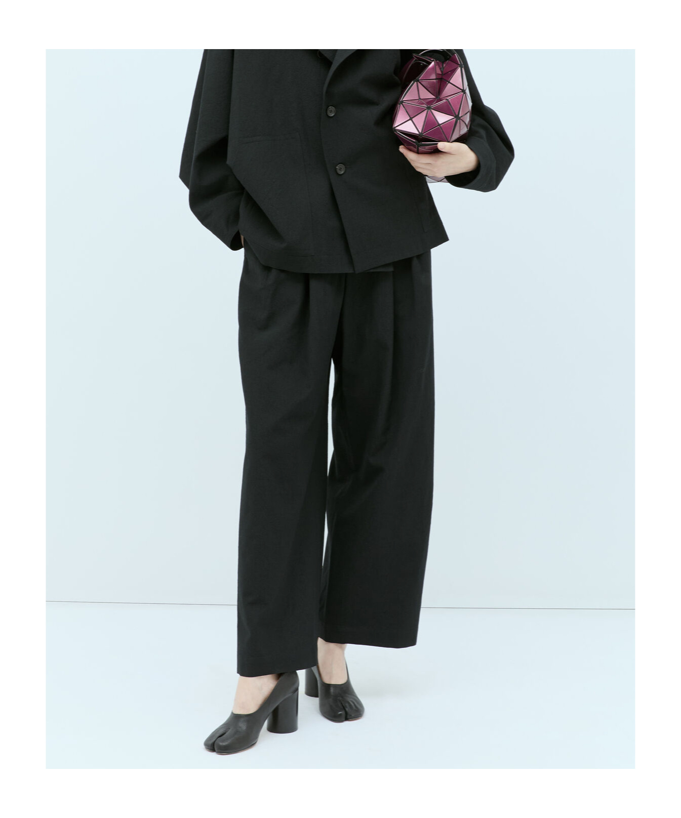 Shop Issey Miyake Buckle Casual Pants In Black
