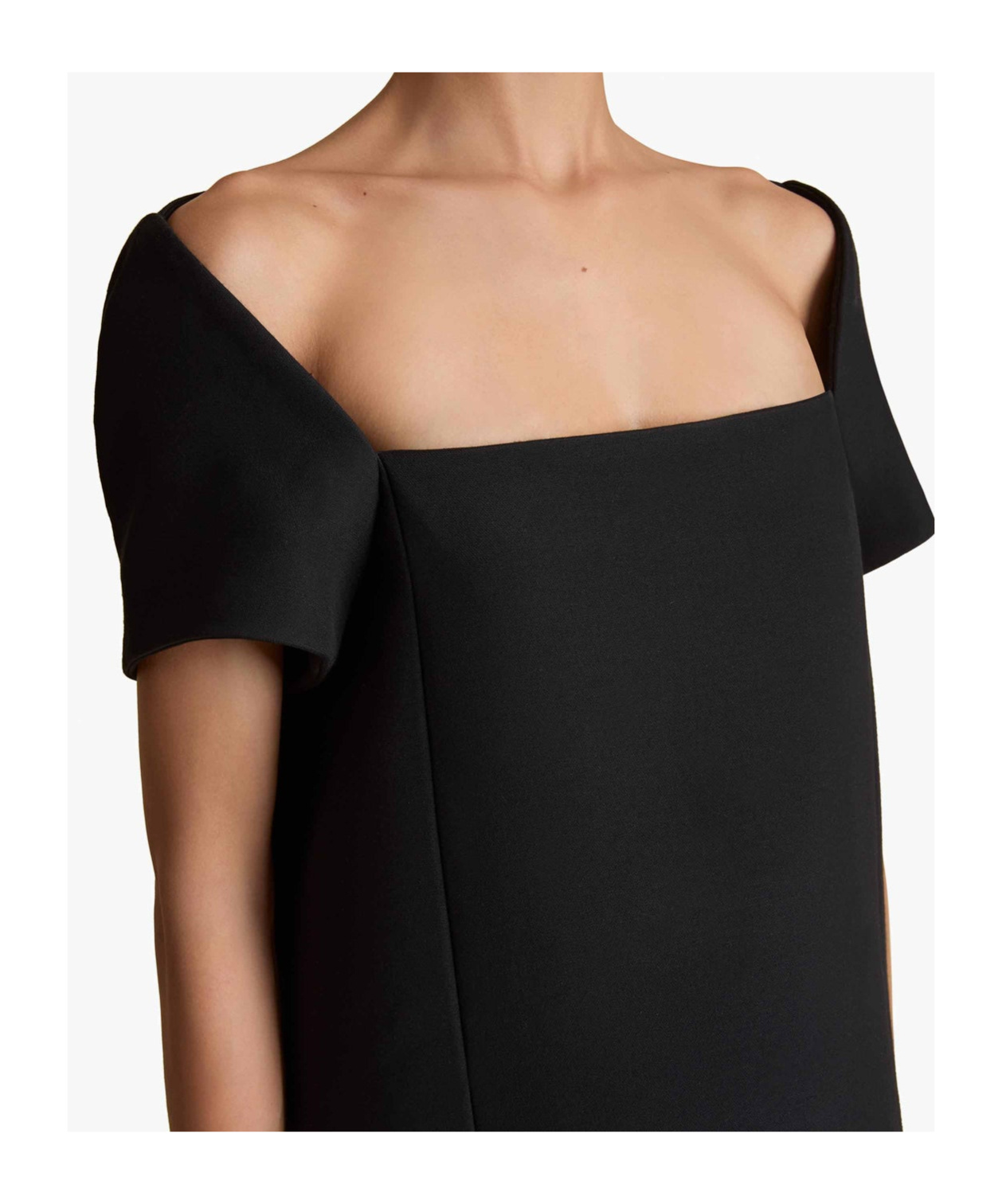 Khaite Benji Square-neck Short-sleeve Mini Dress In Black