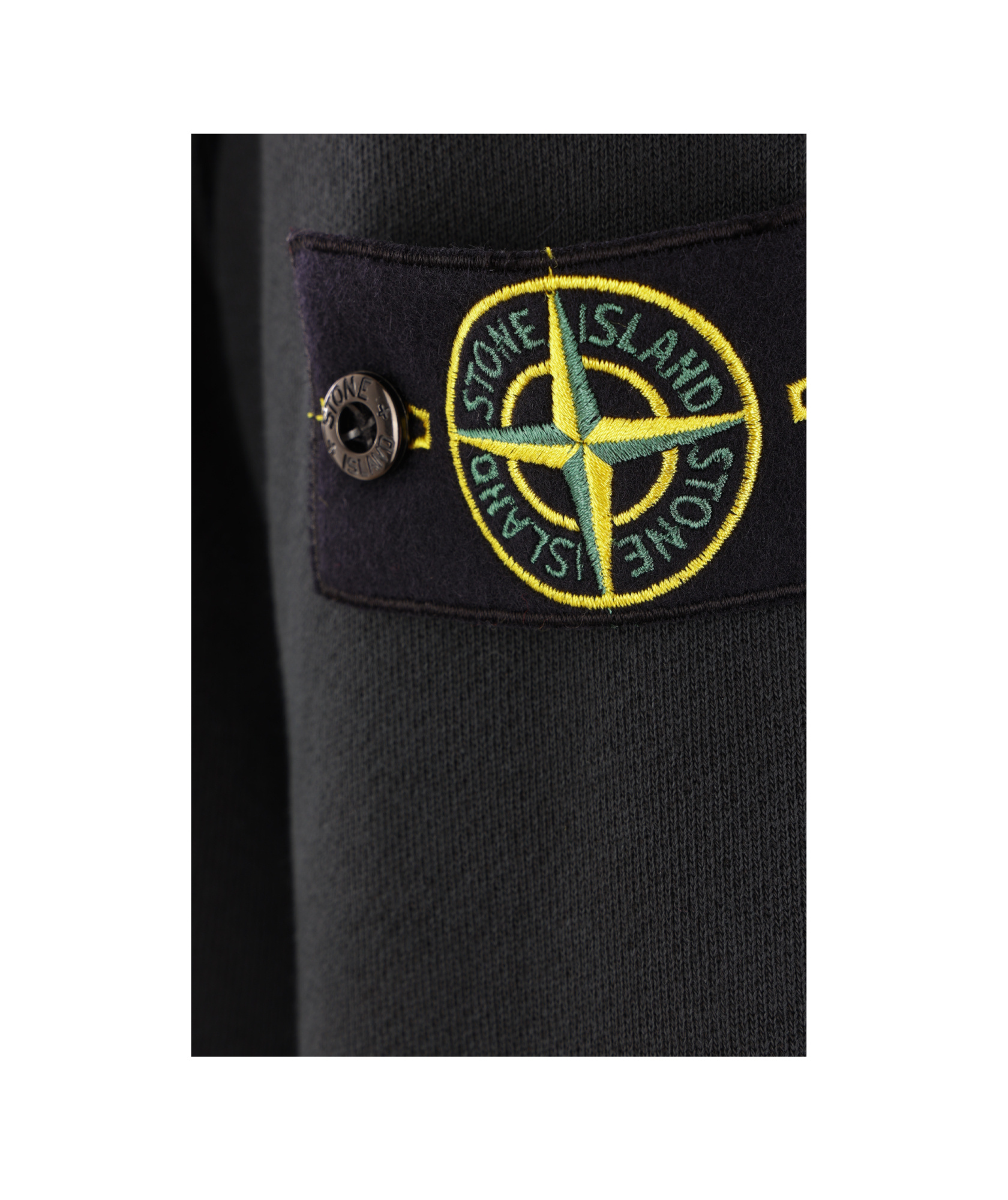 Stone Island Long-sleeved Compass Patch Hoodie In Black