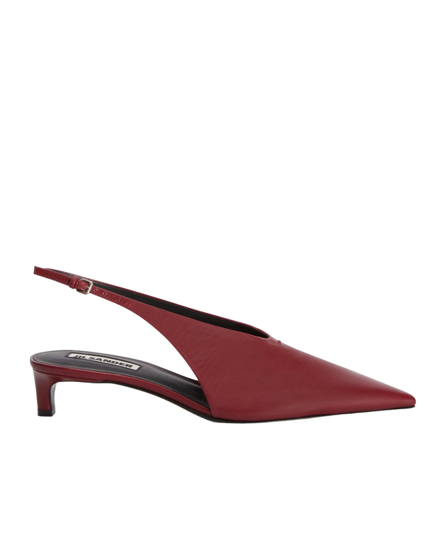 Jil Sander Pointy Leather Slingback Pumps In Red