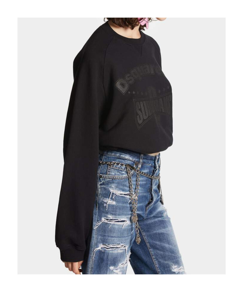 Dsquared2 Graphic-print Cotton Sweatshirt In Black
