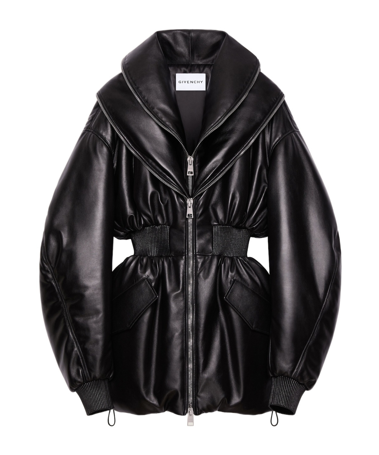 Givenchy Hourglass Bomber With Zipped Shawl Collar In Leather In Black