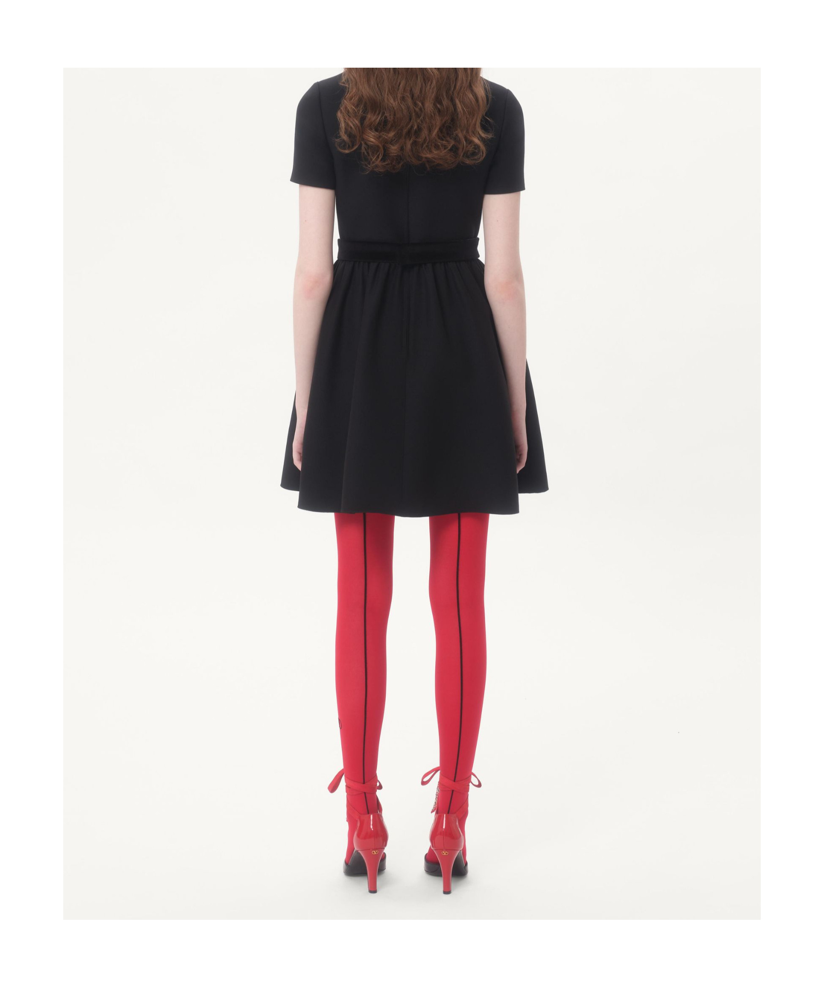 Valentino Double-bow Mini Dress In Wool In Black