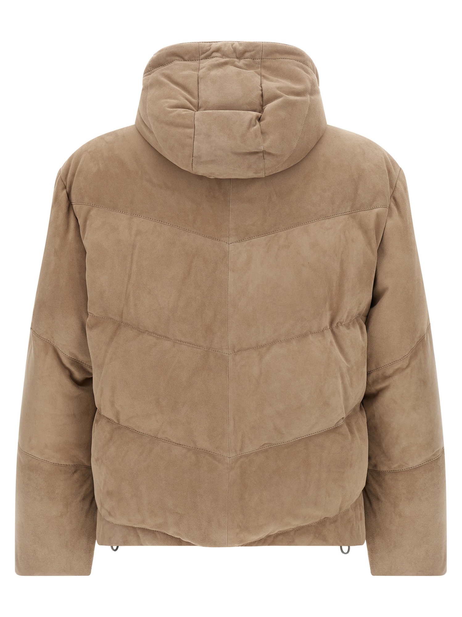 Brunello Cucinelli Suede Down Jacket Puffer Jackets Beige In Brown
