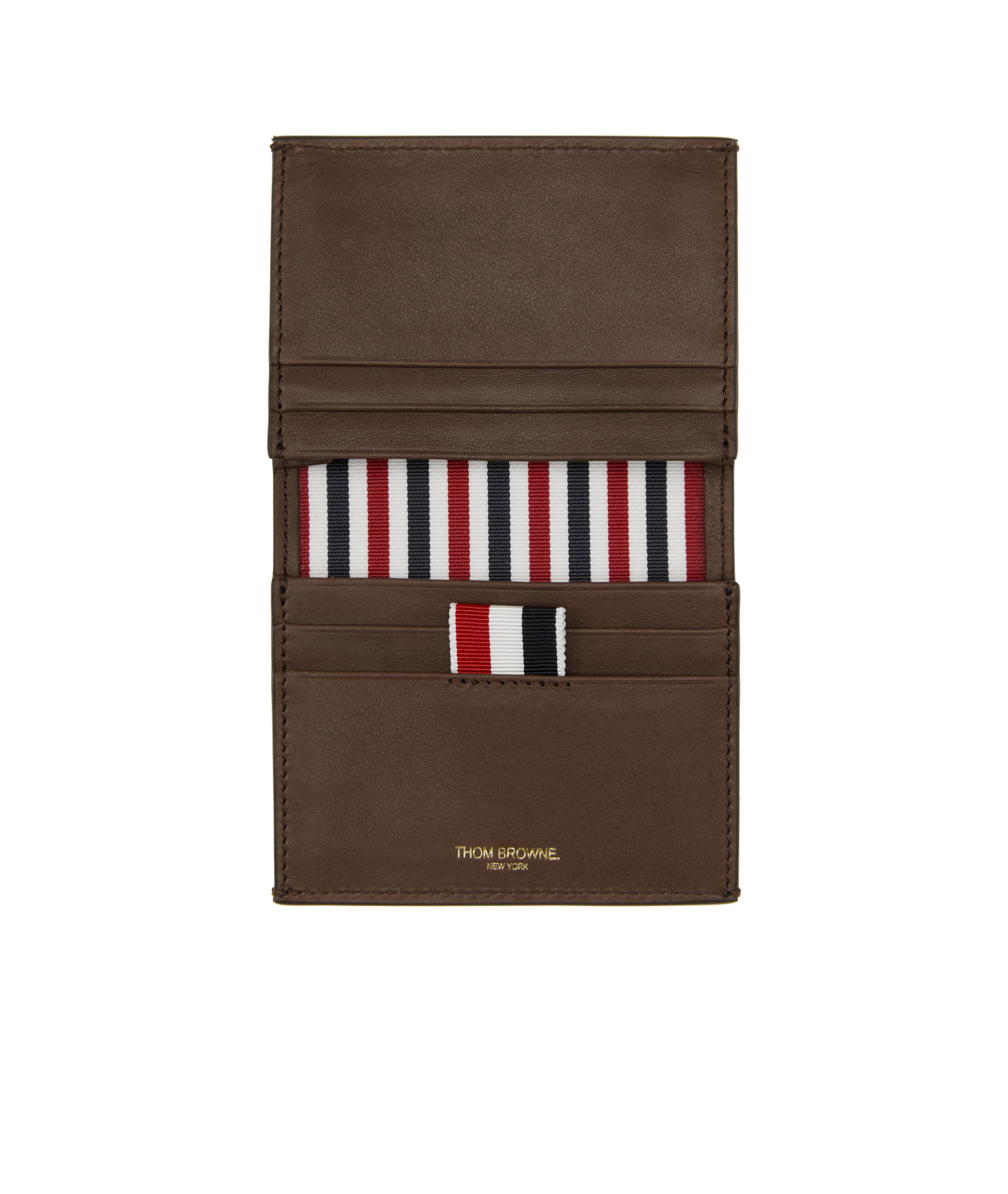 Thom Browne Double Card Holder In Brown