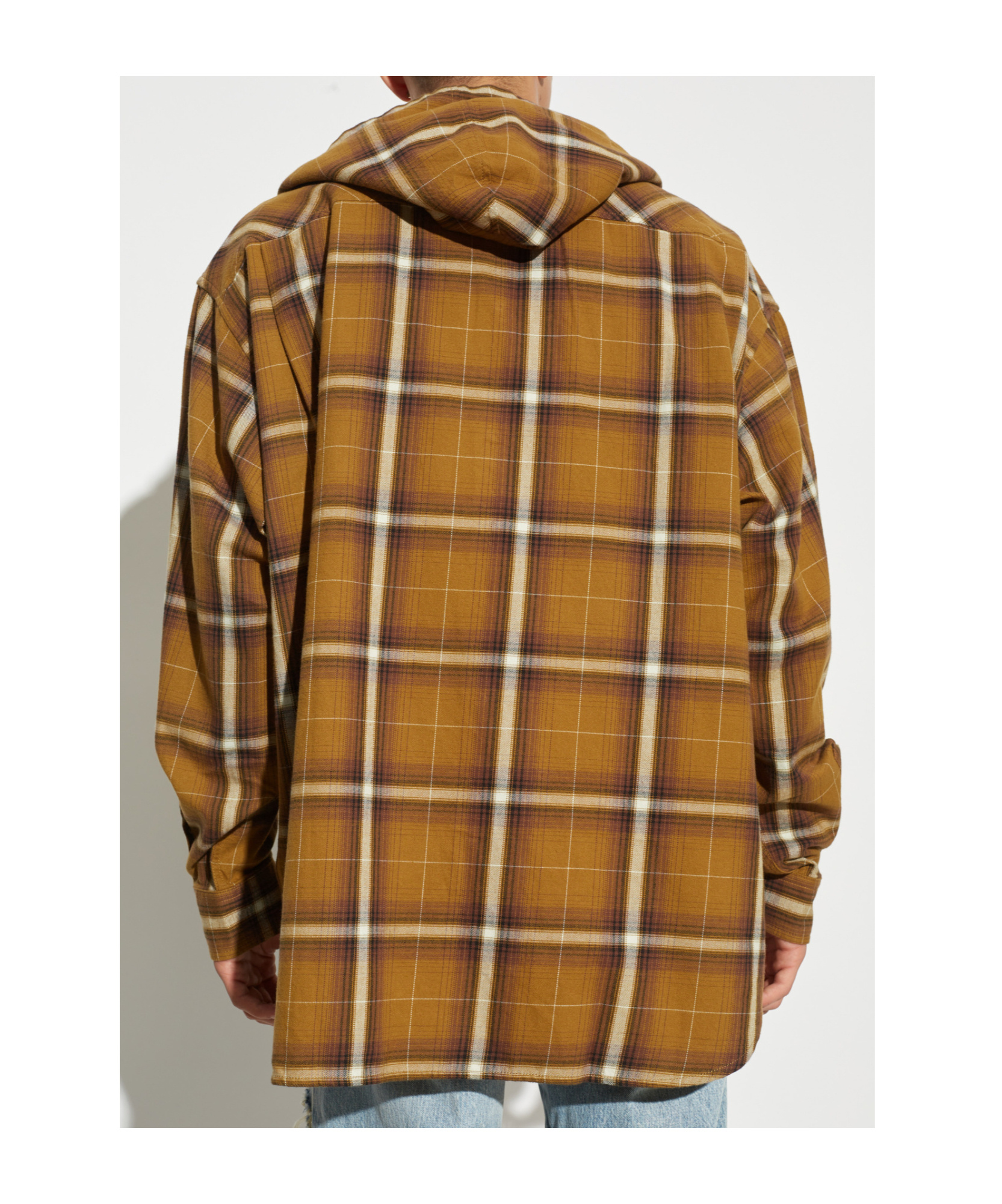 Diesel S-dewny-hood-a Checked Shirt In Brown