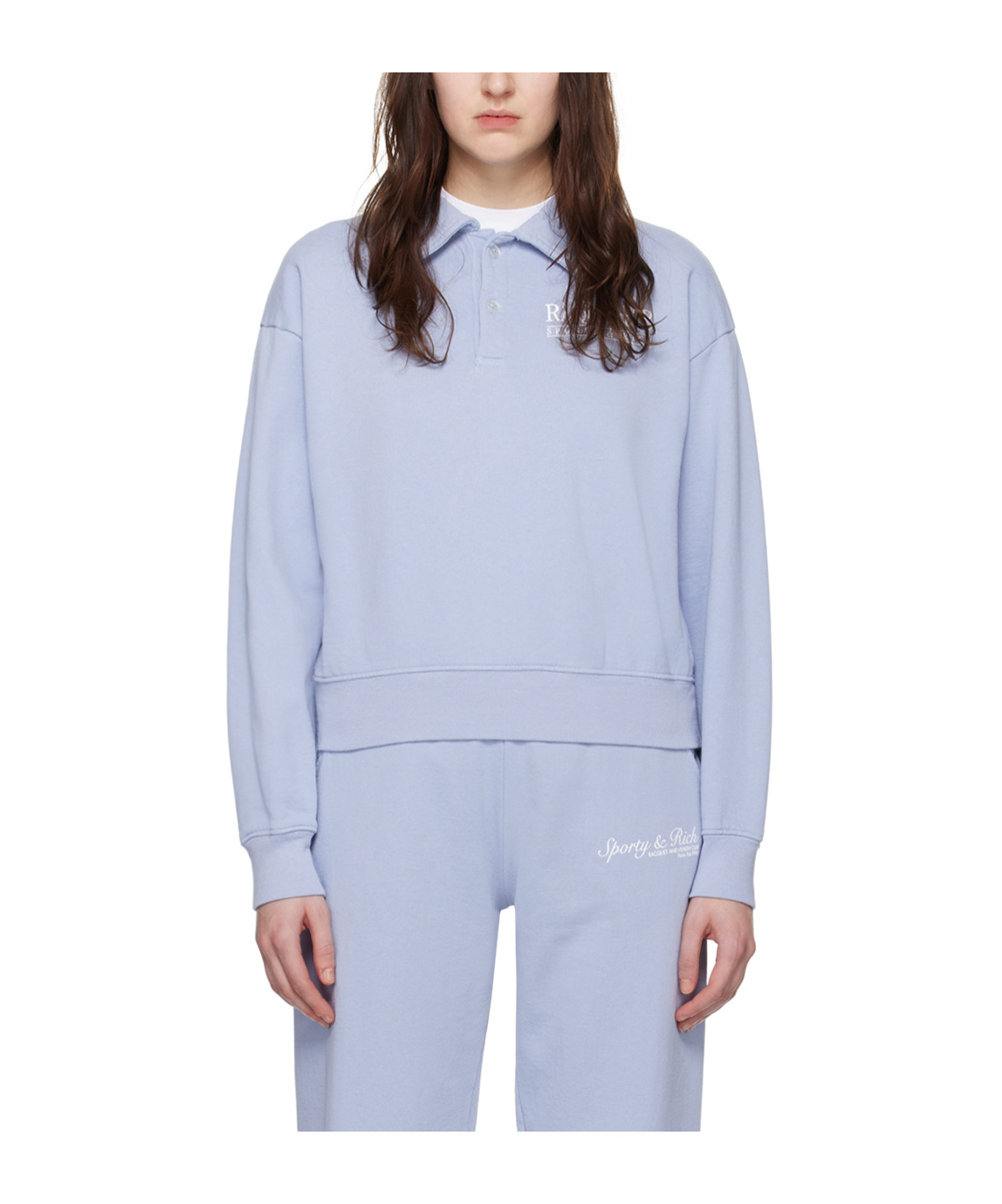 Shop Sporty And Rich Ny Racquet Club Cotton Polo In Blue