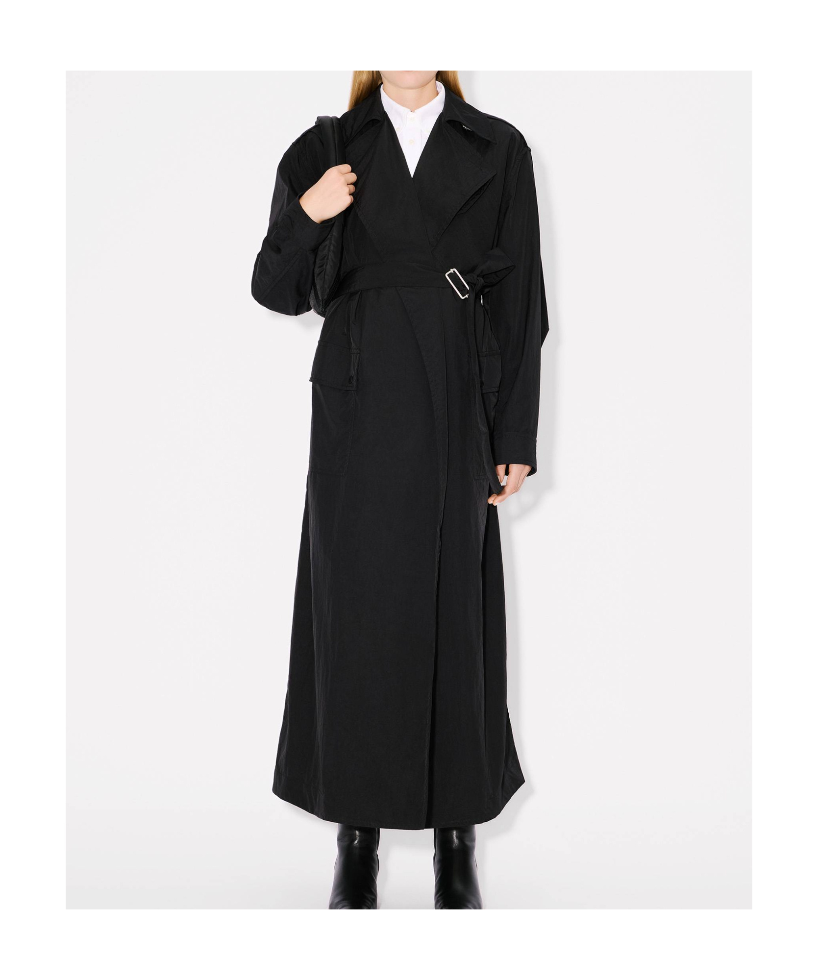 Kenzo Lapel Long-sleeved Windbreaker In Black
