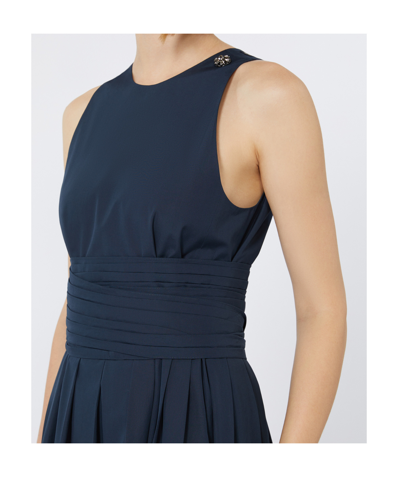 Max Mara Sleeveless Washed Cotton Dress In Blue