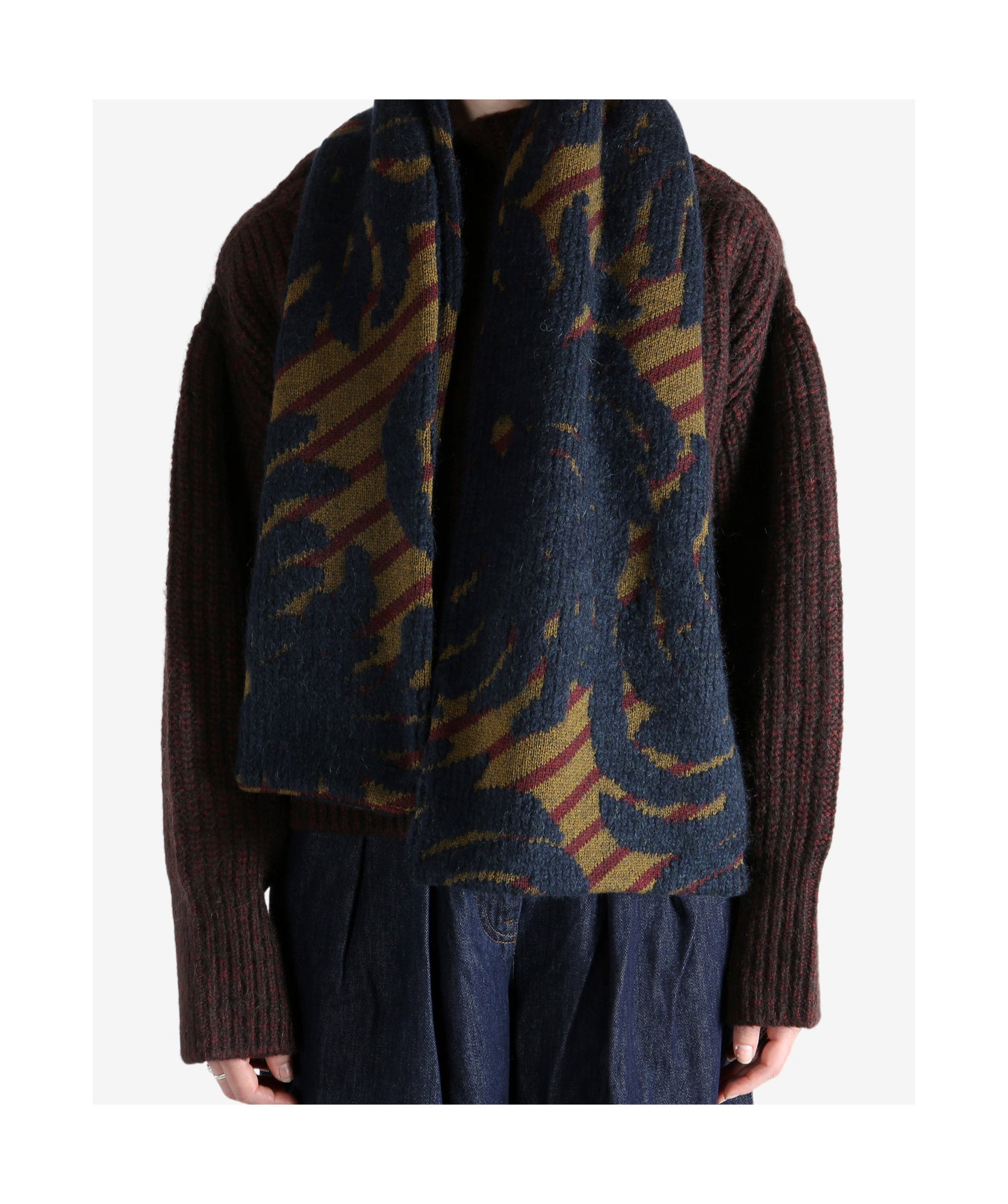 Dries Van Noten Jacquard Wool Scarf In Blue