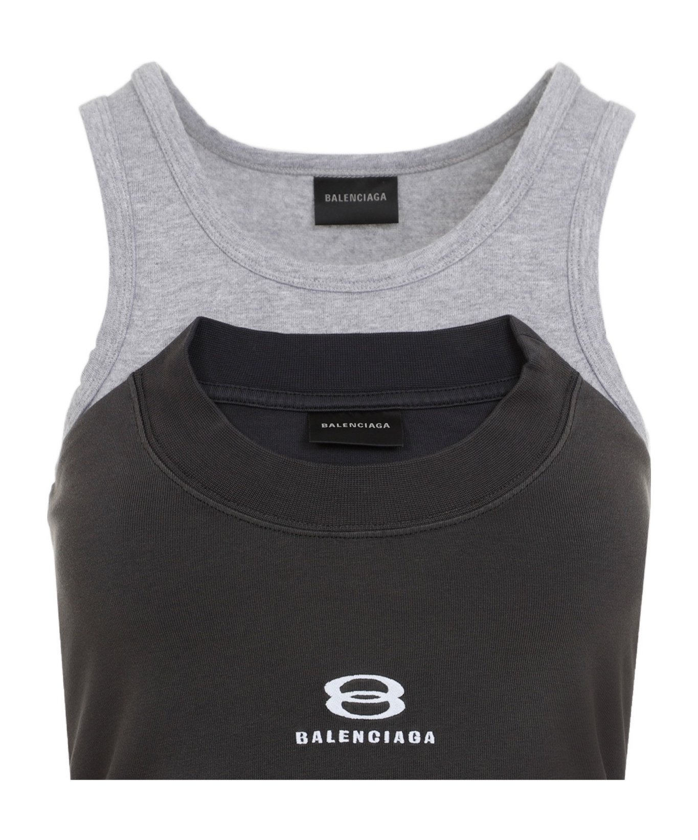 Balenciaga Logo-embroidered Layered Tank Top In Black