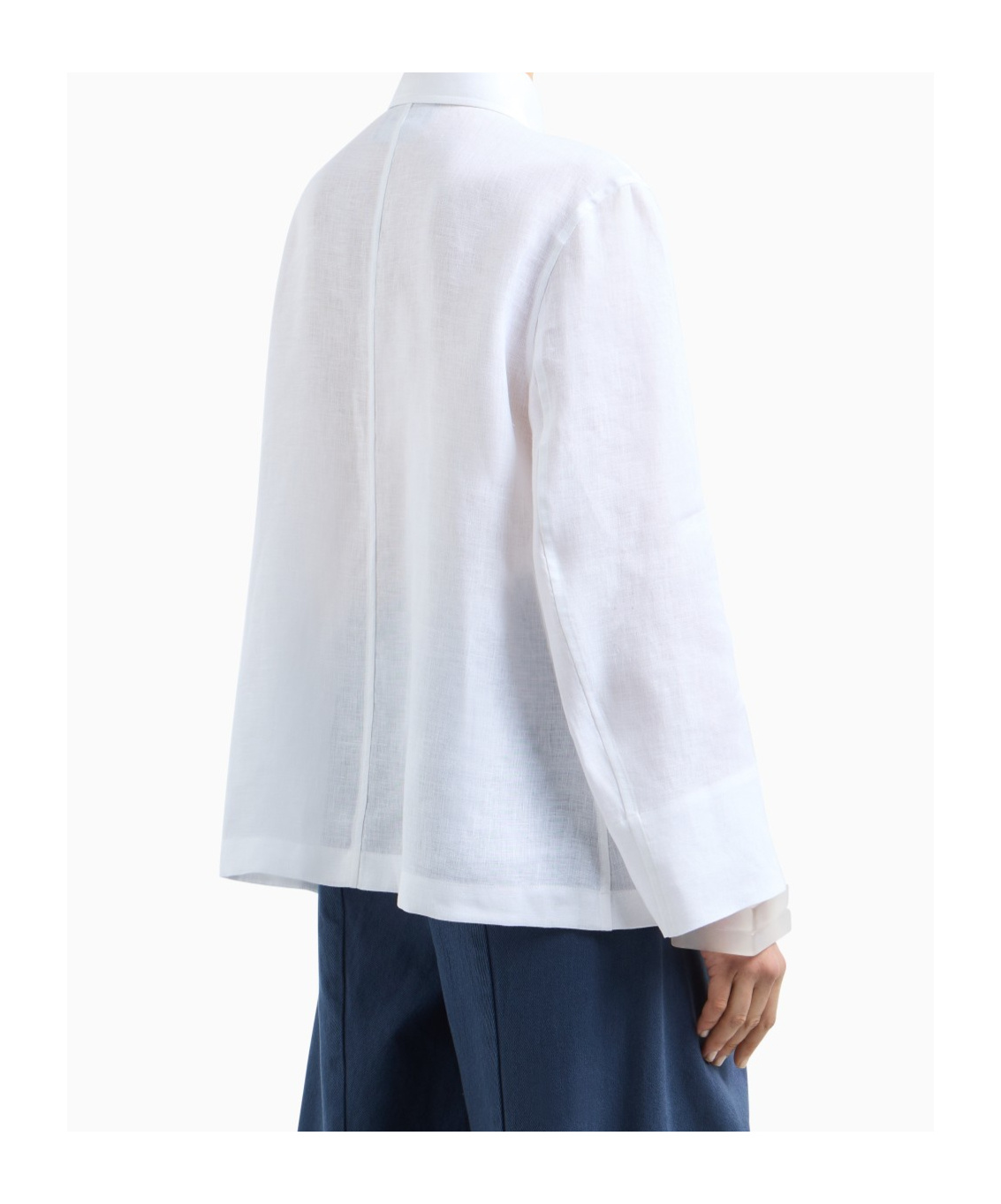 Emporio Armani Pure Linen Shirt Jacket With Panel In White