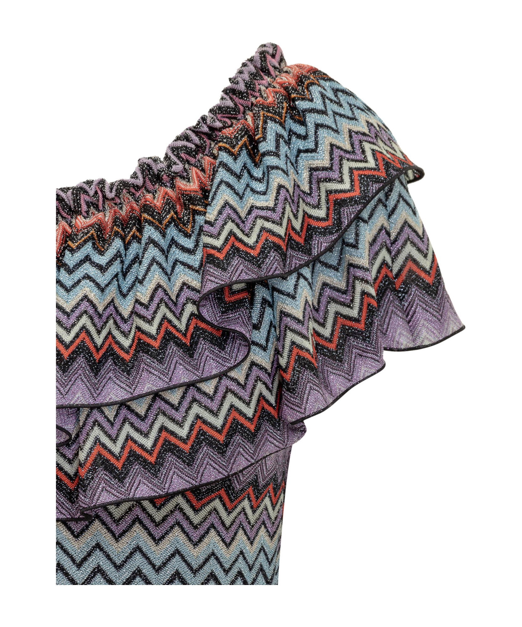 Missoni Zigzag Patterned One Sleeved Dress In Black
