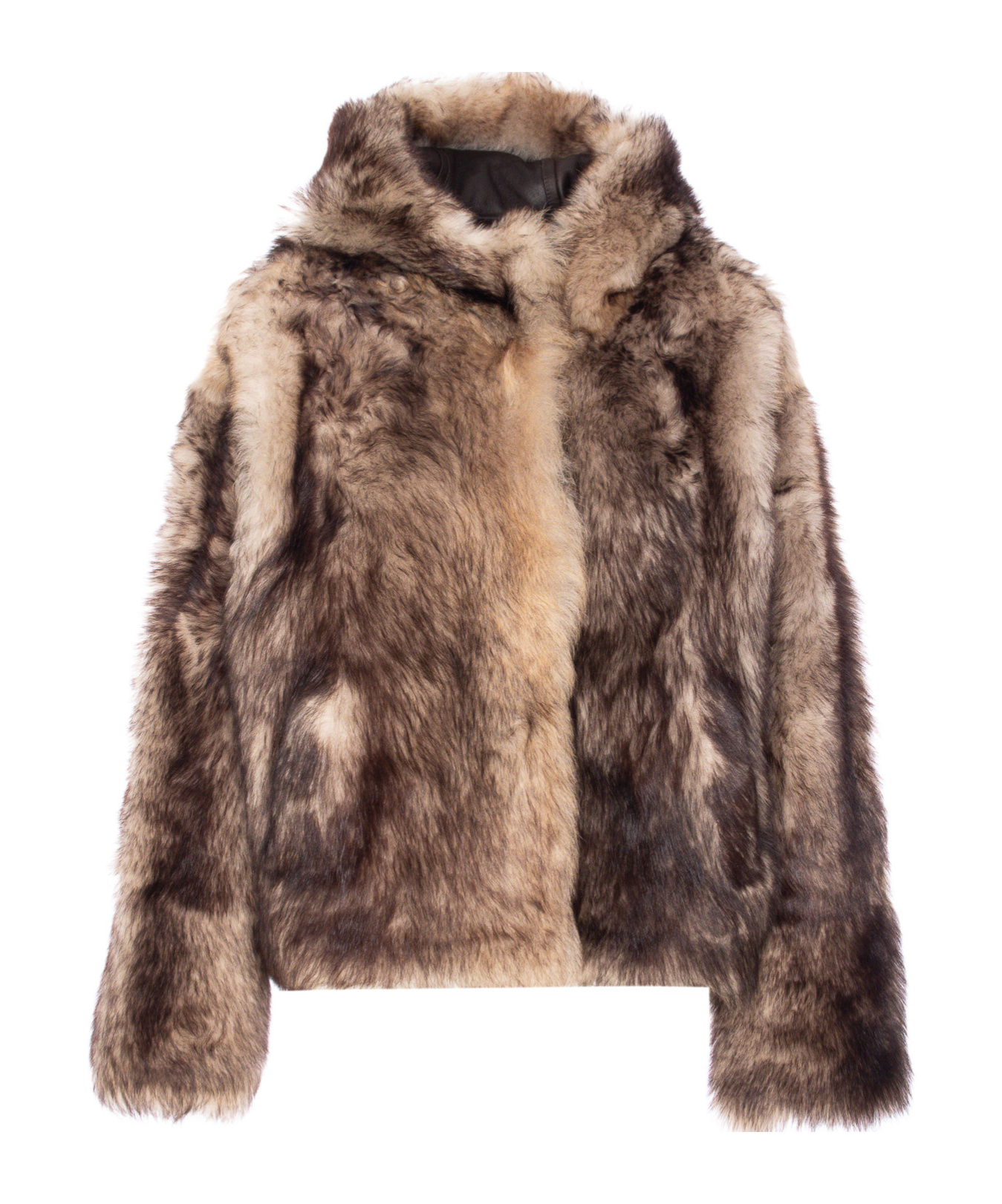 Yves Salomon Button-fastening Hooded Fur Jacket In Brown