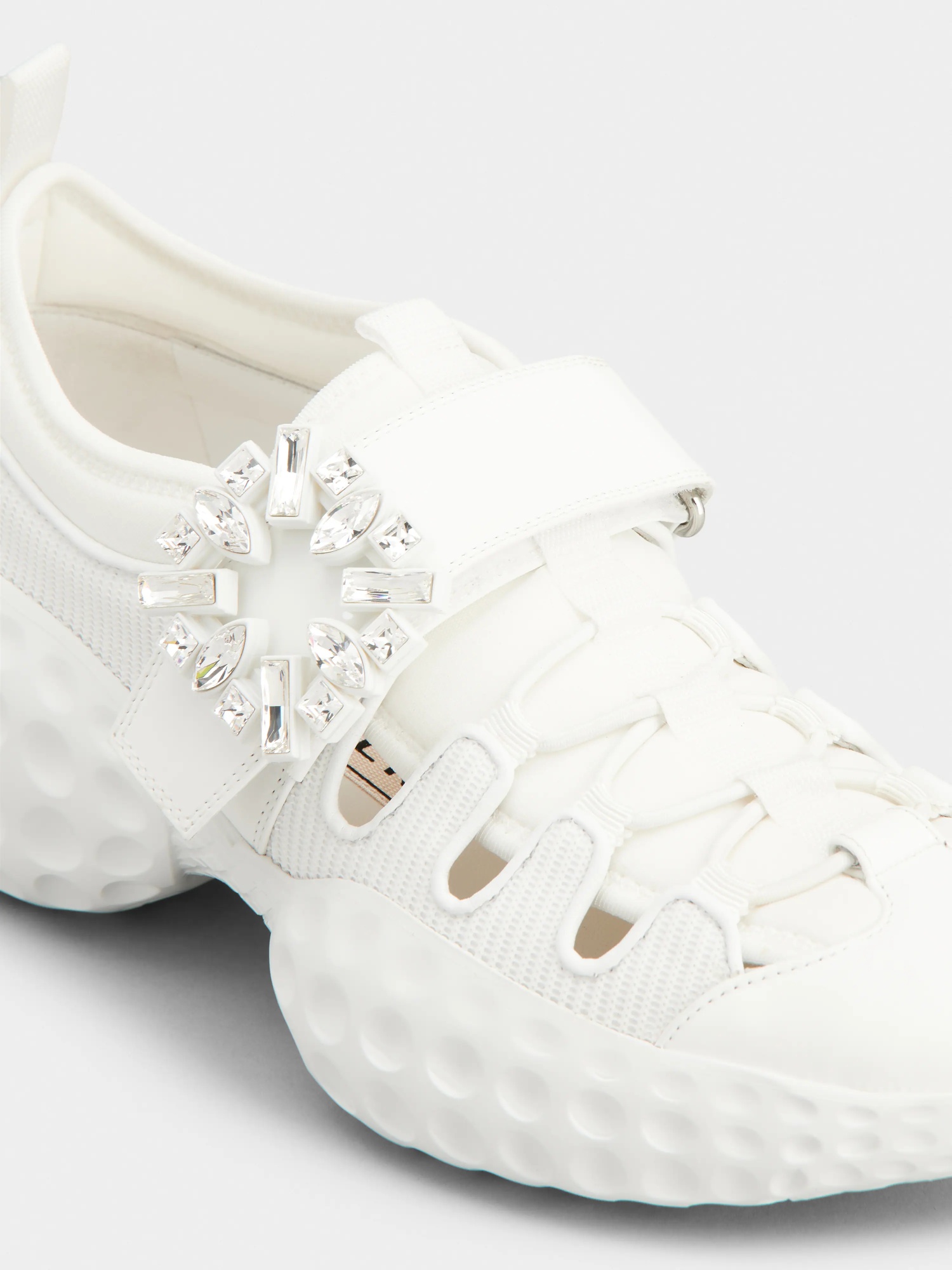 Shop Roger Vivier Viv' Run Light Sneakers In Fabric In White
