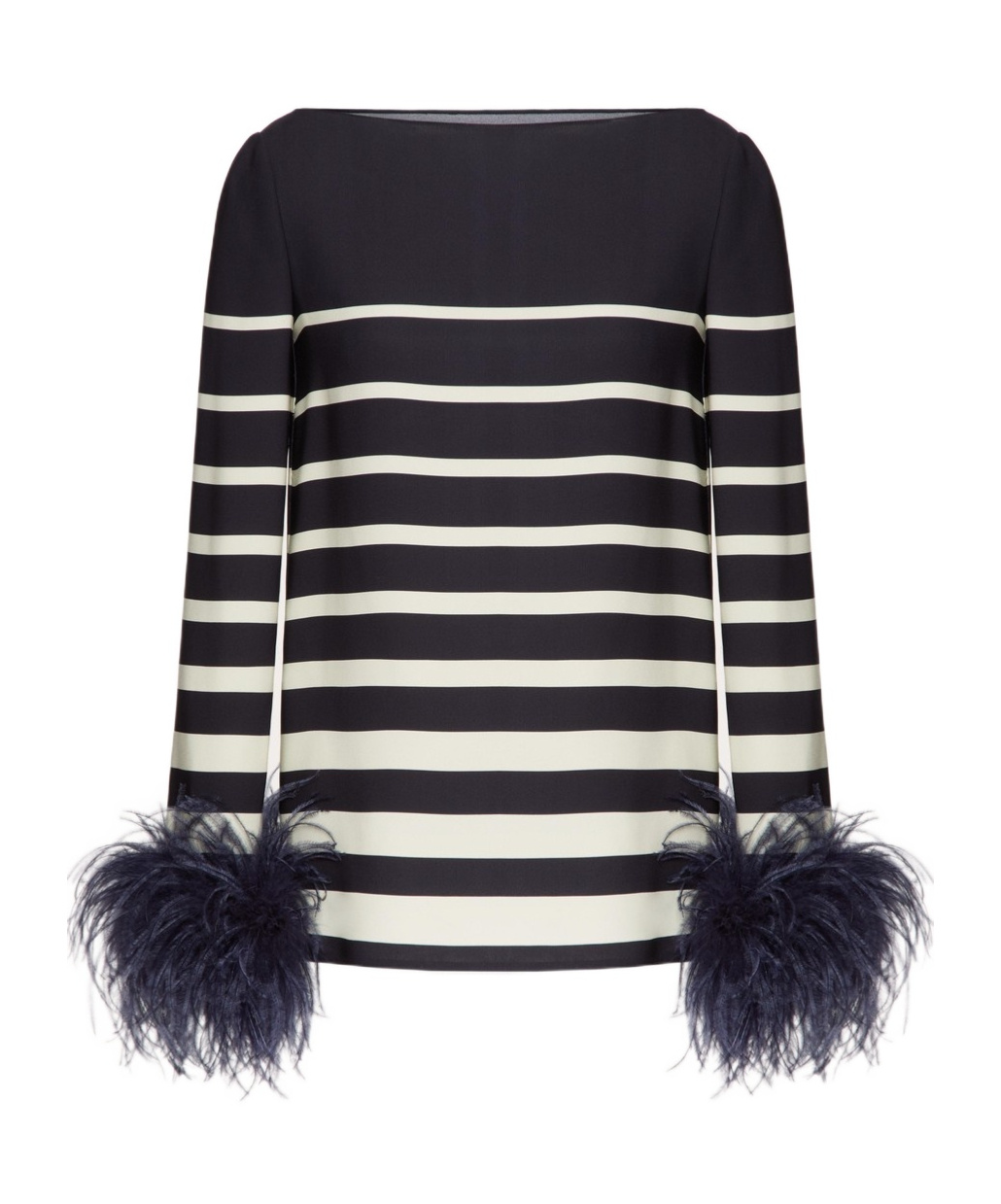 Valentino Silk Feather-trimmed Blouse In Black