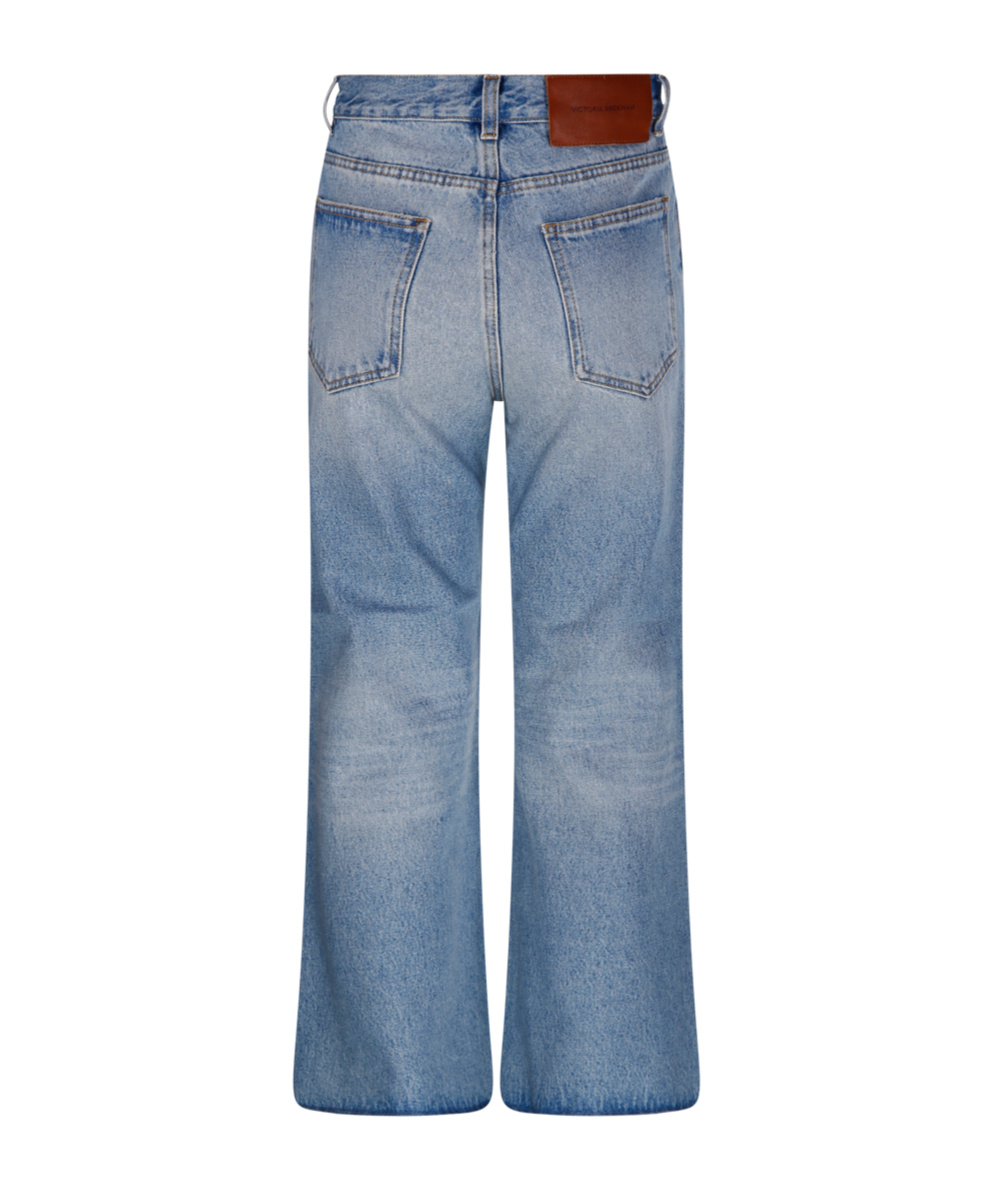 Victoria Beckham Wide Leg Cropped Jeans In Blue