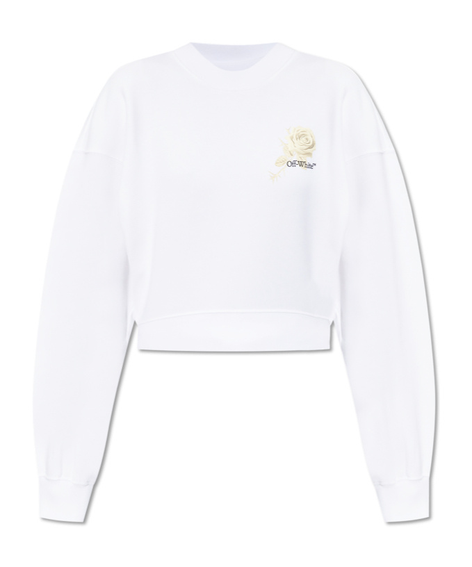 Off-white Roses Arrows Cropped Sweatshirt In White