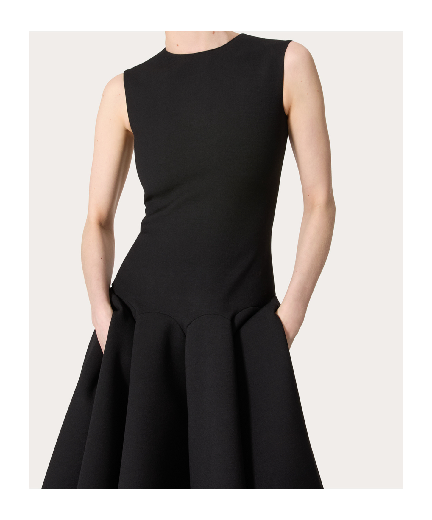 Valentino Pleated Virgin Wool Dress In Black