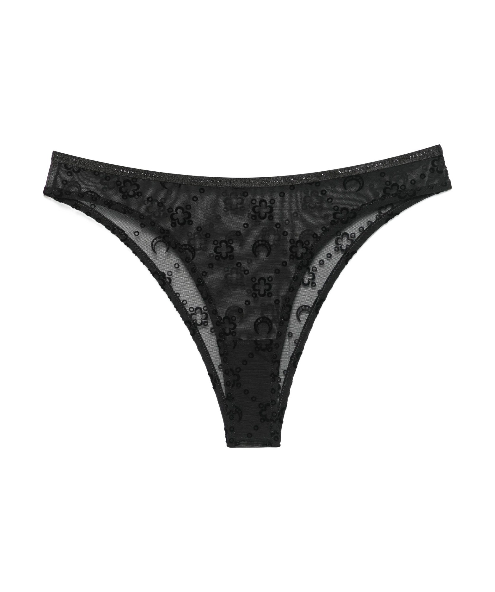 Marine Serre Moonogram Mesh Flock High-waist Panties