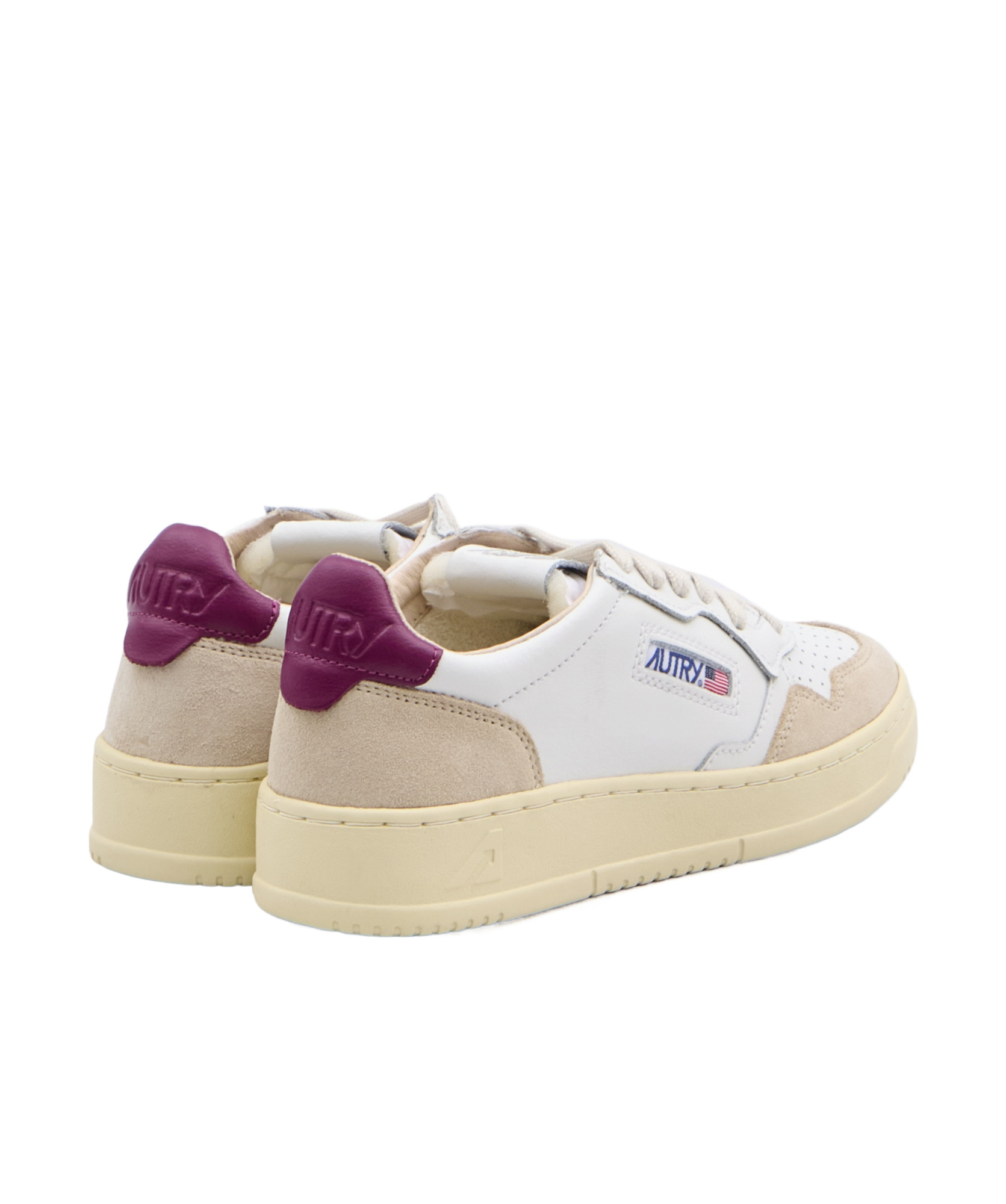 Autry 'medalist' White Low Top Sneakers With Logo Patch On Tongue And Side In Nude