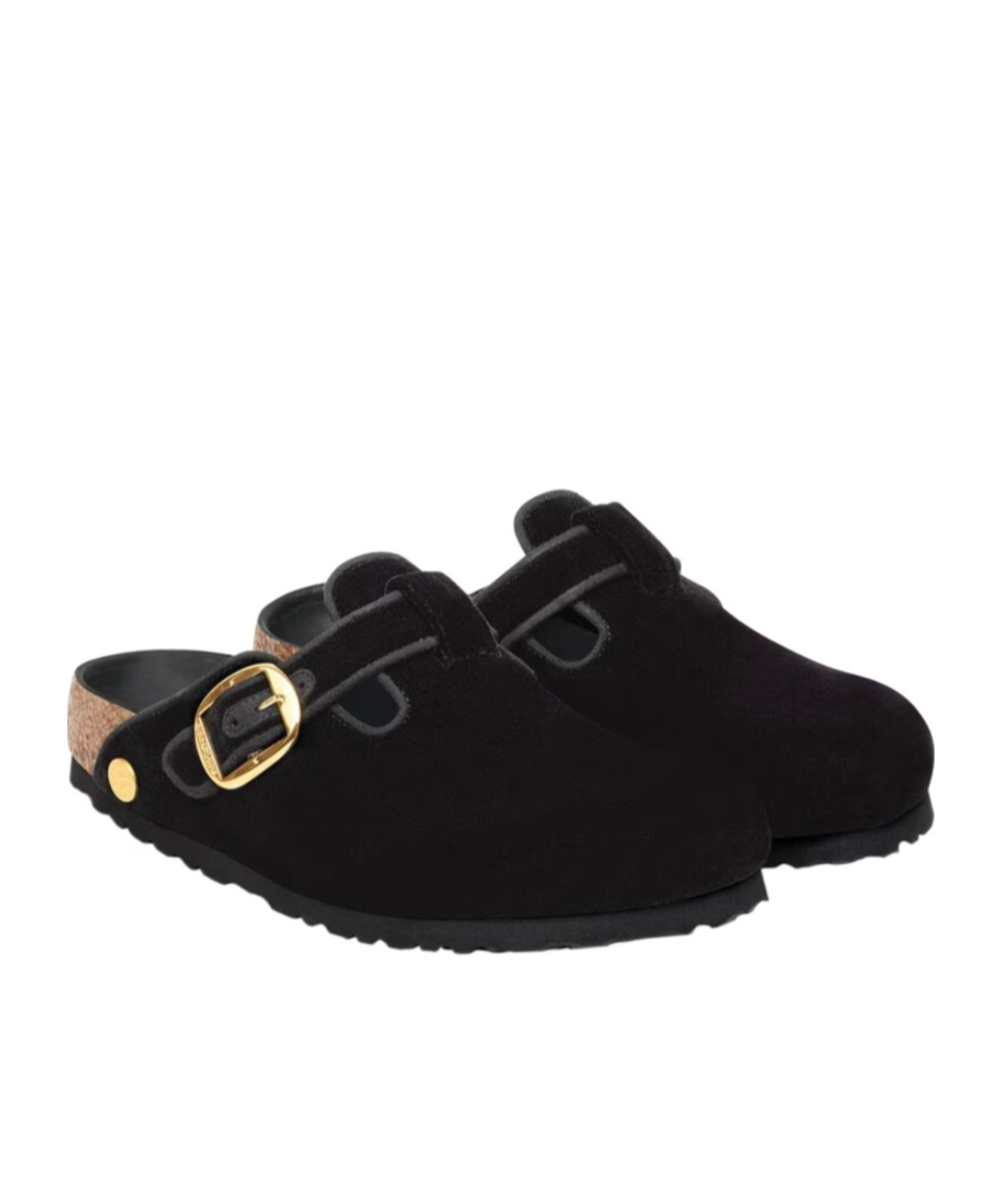 Birkenstock Boston Big Buckle Piping Rivet Logo In Black