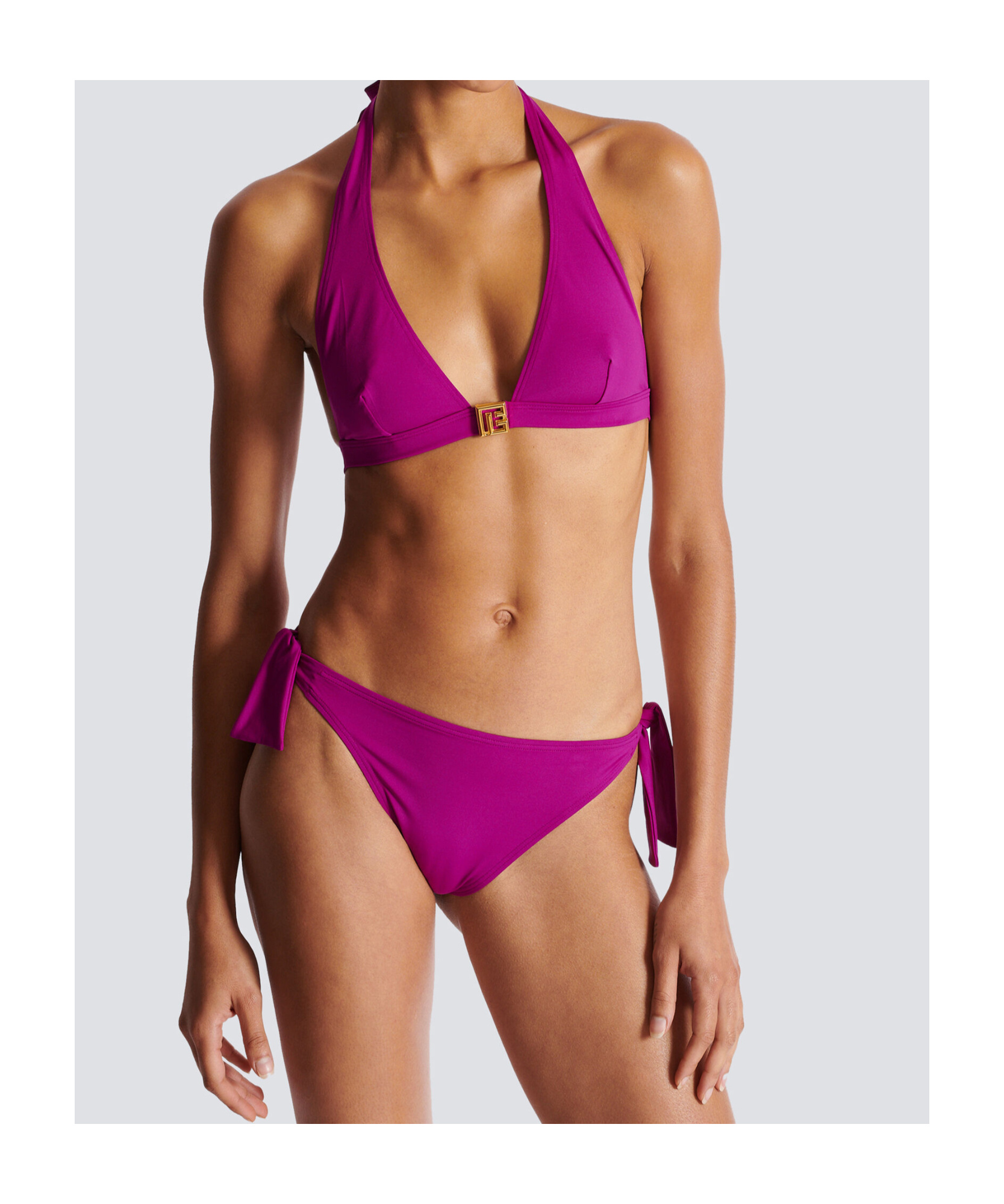 Balmain Two-piece Pb Logo Swimsuit In Purple