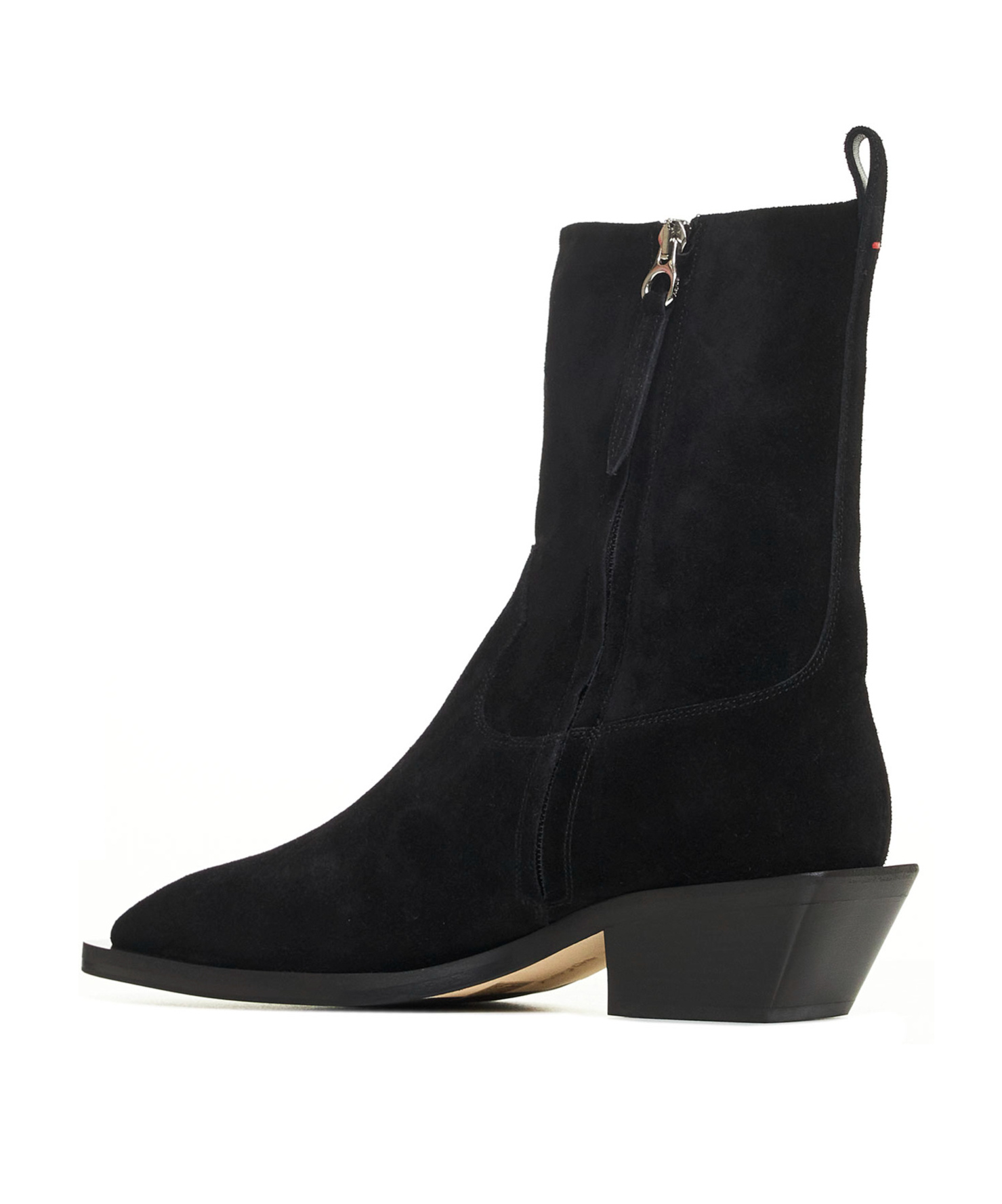 Aeyde Luis 35mm Square Toe Block In Leatherheel Ankle Boot In Black