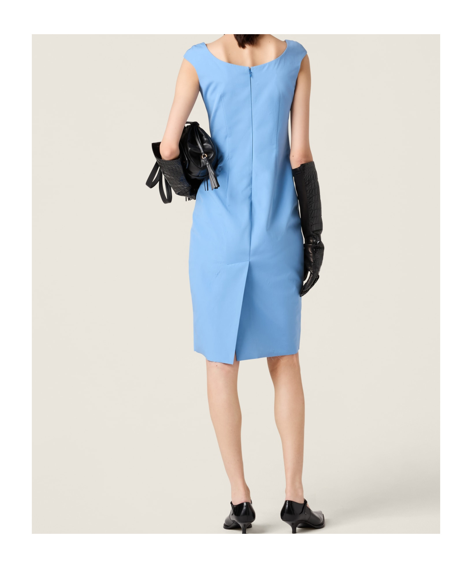 Shop Miu Miu Poplin And Jersey Dress In Blue
