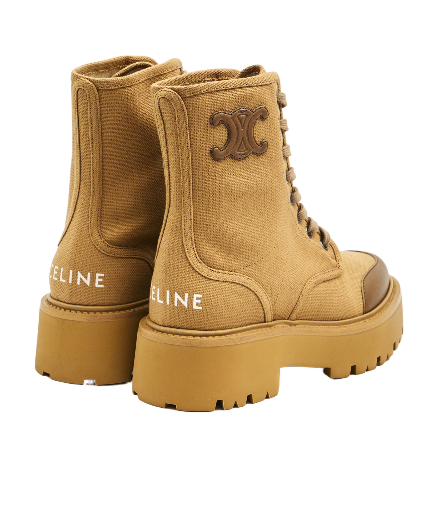 Celine Lace-up Boot With Thick Sole In Brown