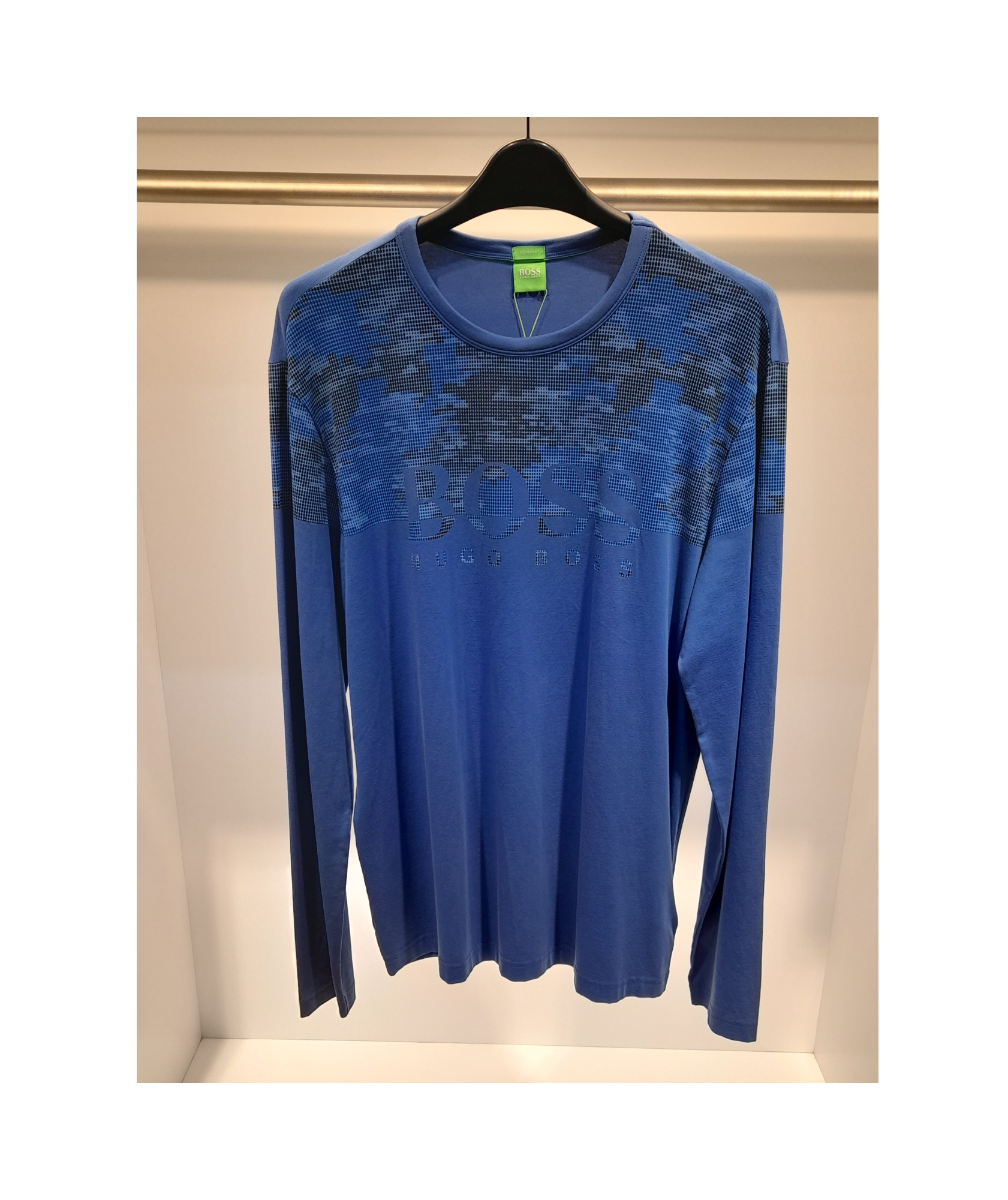 Hugo Boss Round Collar And Long-sleeved T-shirt In Blue