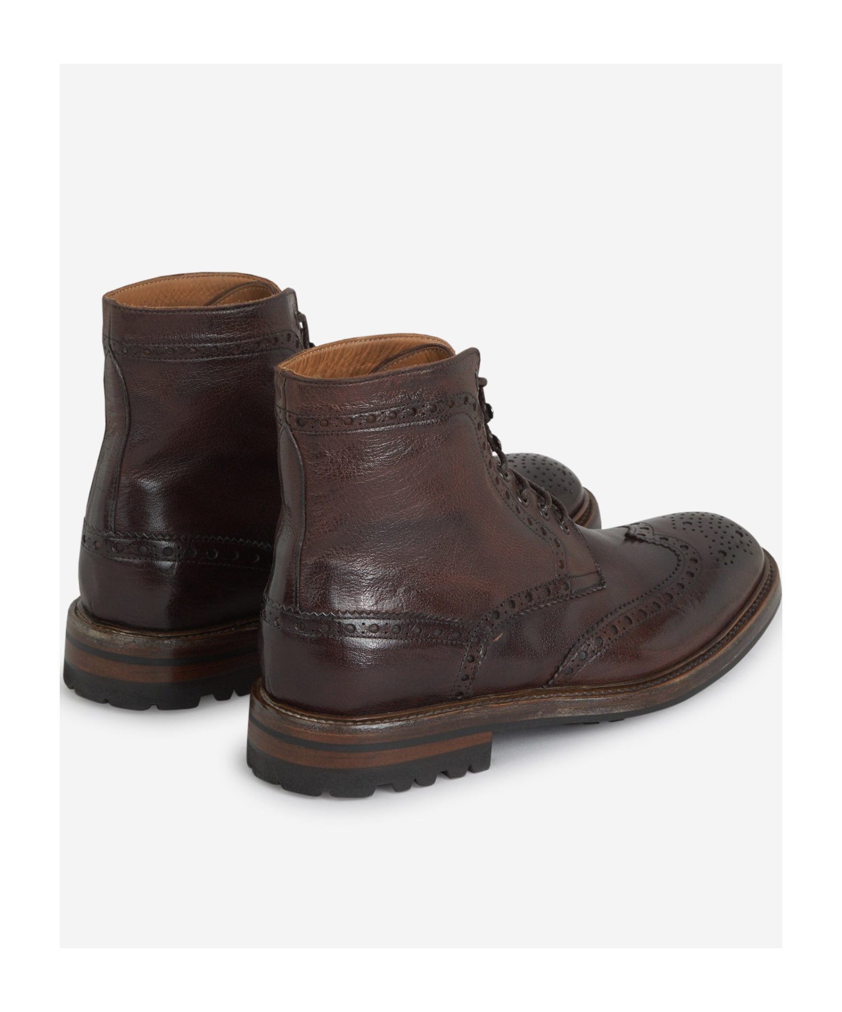 Green George Leather Brogue Ankle Boots In Black