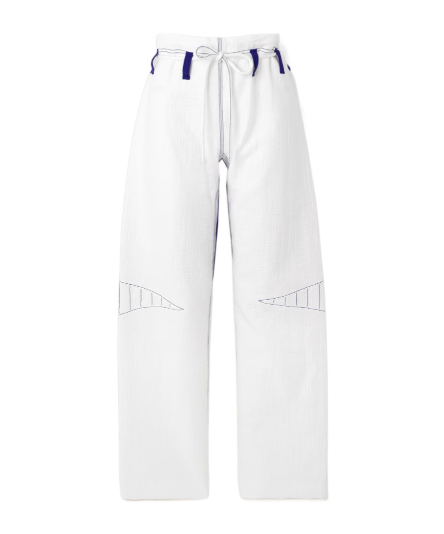 Tory Burch Drawstring Wide-leg Trousers In White