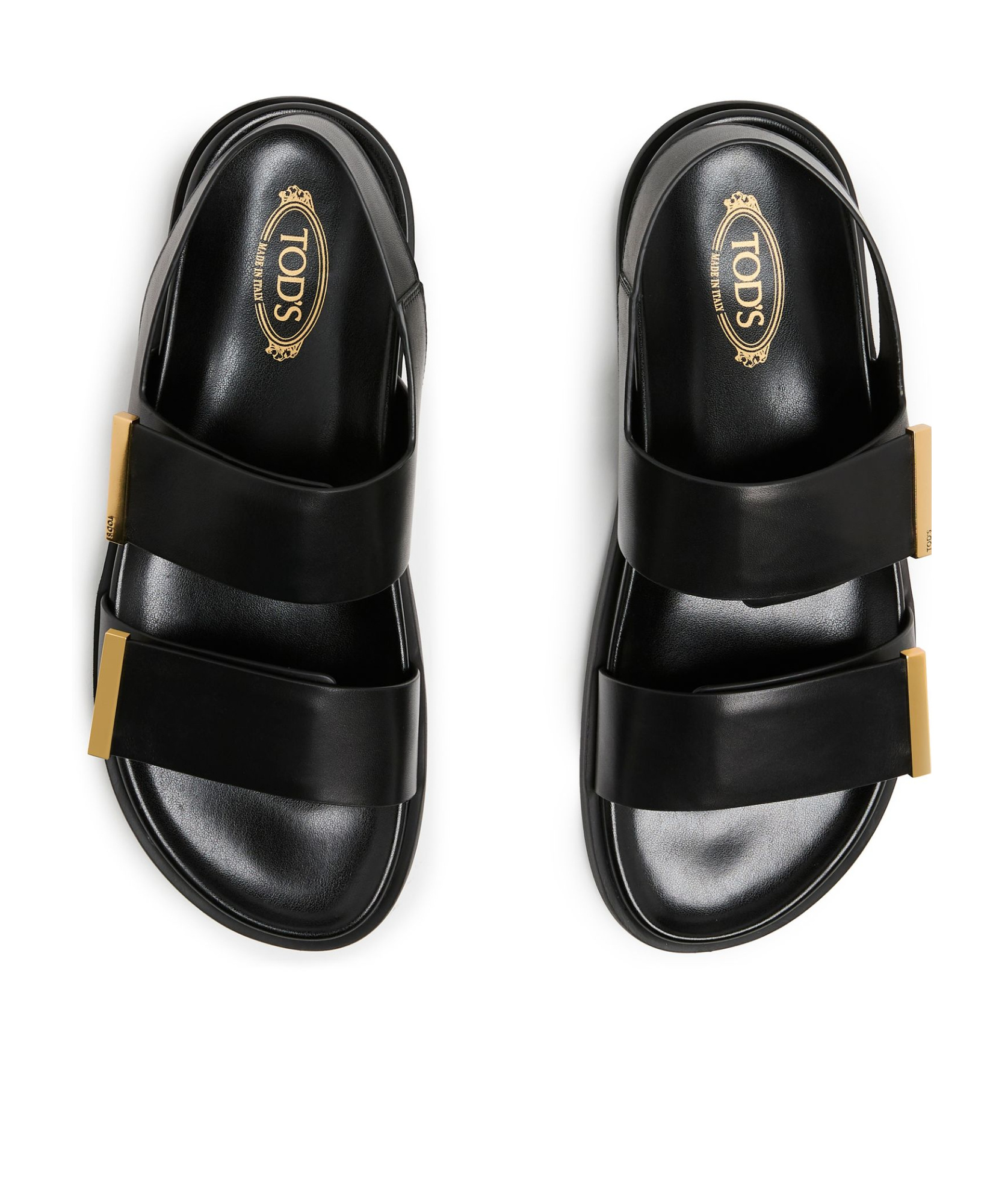 Shop Tod's Round Toe Flat Sandals In Black