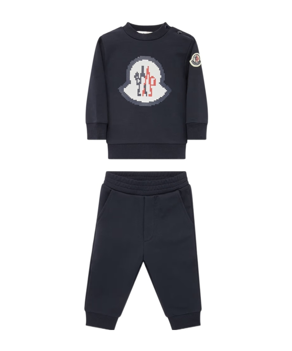 Moncler Long-sleeved Sportswear Set In Blue