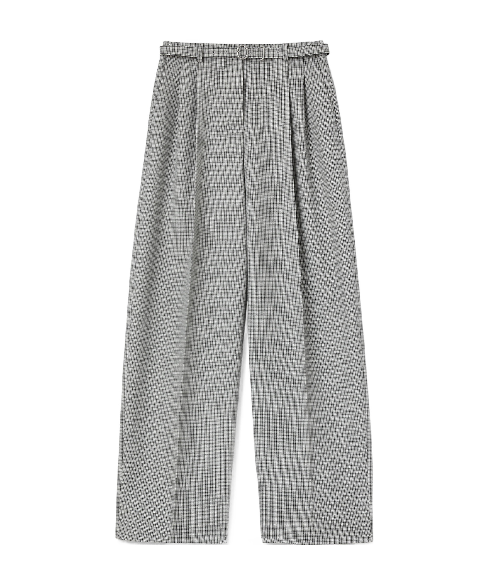 Jil Sander Tailored Check Trousers With Belt Clothing In Gray