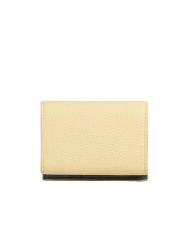 Marni Light Yellow Leather Trifold Venice Wallet With Marbled Interior In Yellow