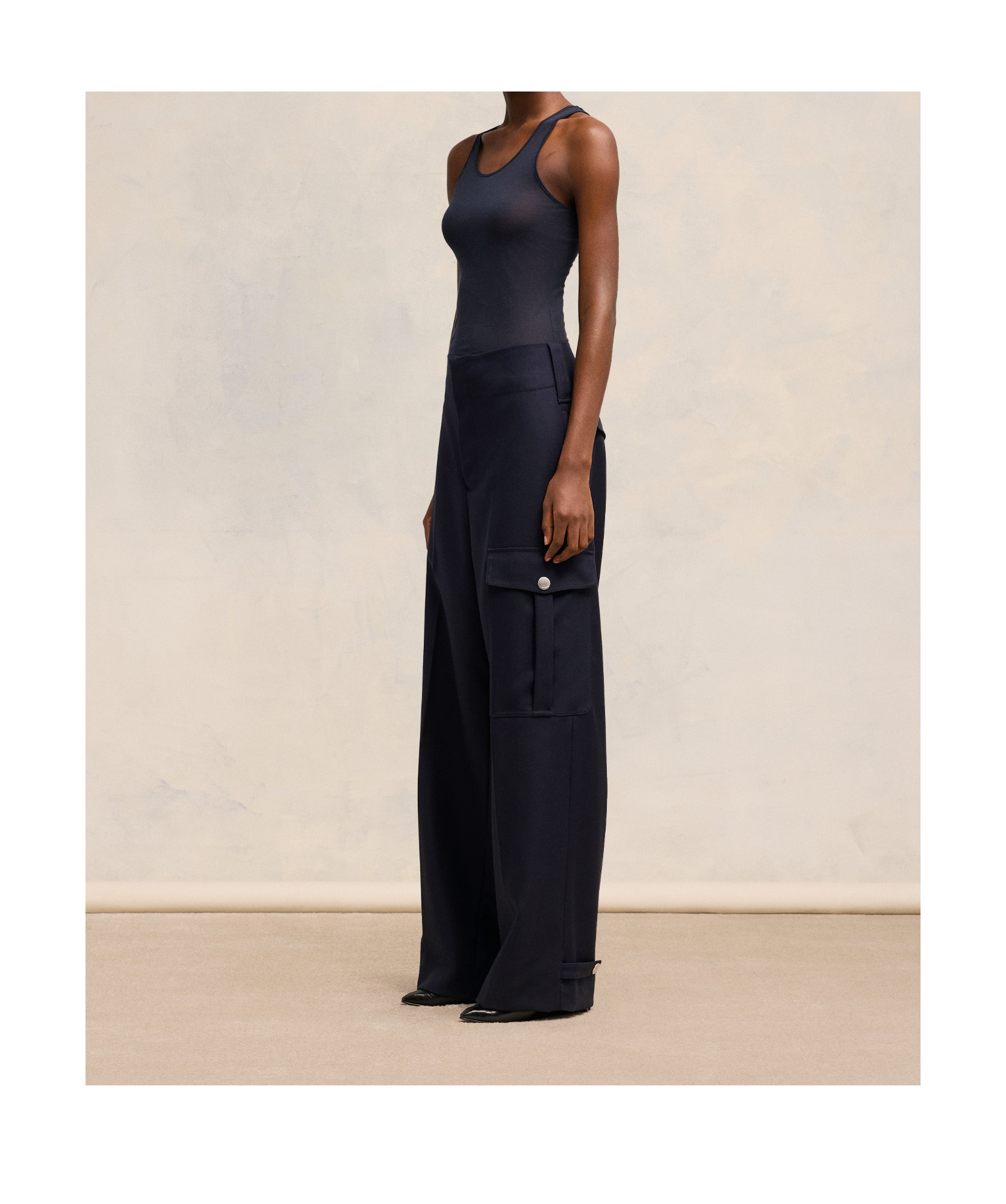Shop Ami Alexandre Mattiussi Wool Gabardine Casual Pants In Black