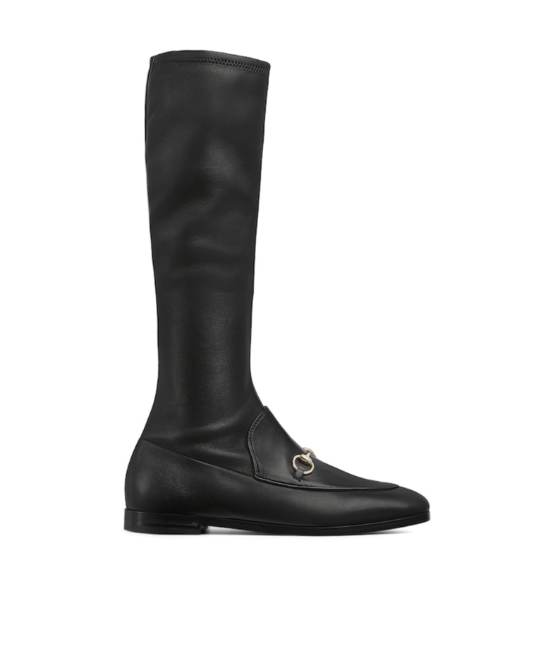 Gucci Leather Knee-high Boots Metal Hardware In Black