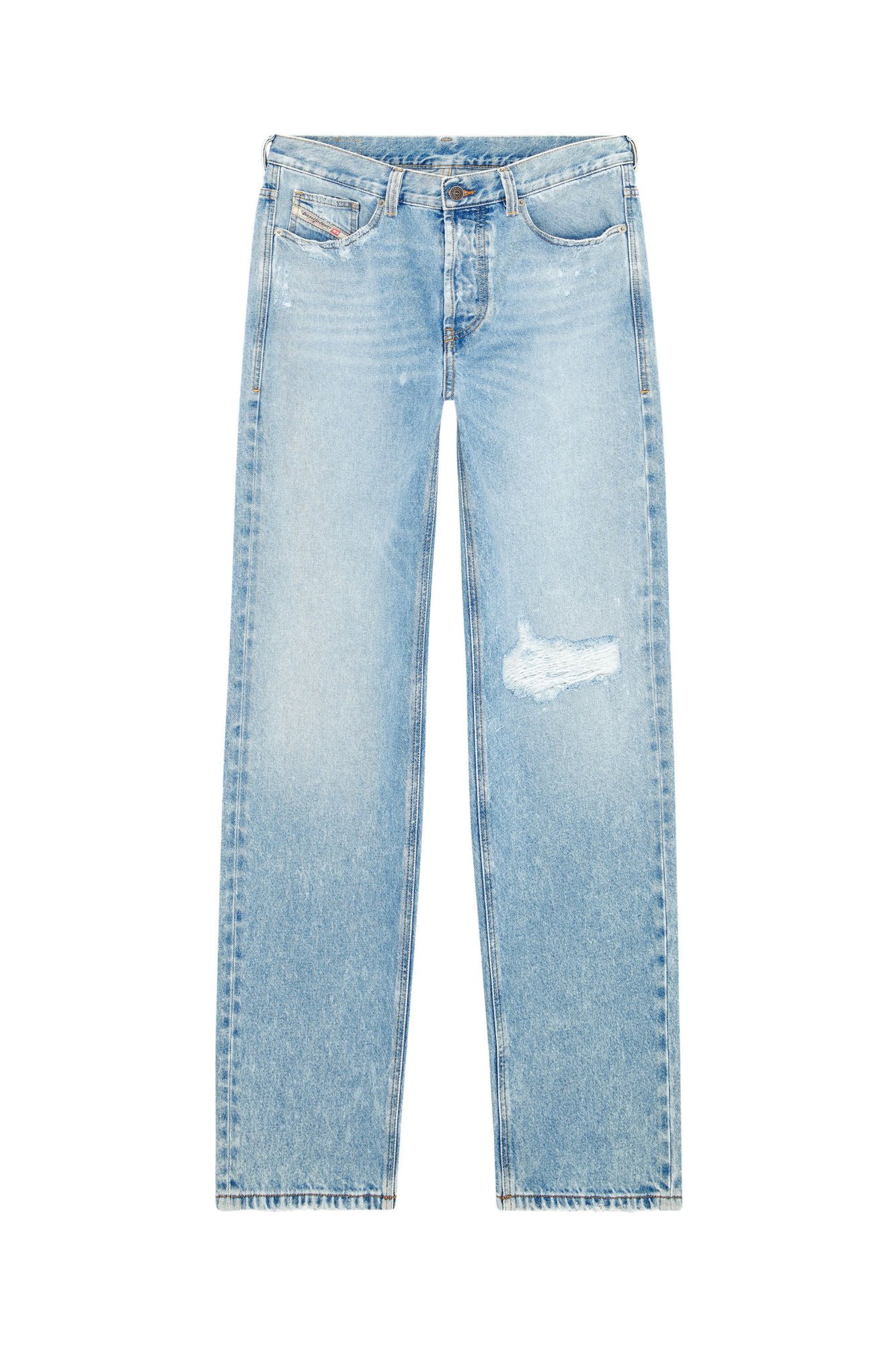 Diesel Straight-leg Ripped Jeans In Blue